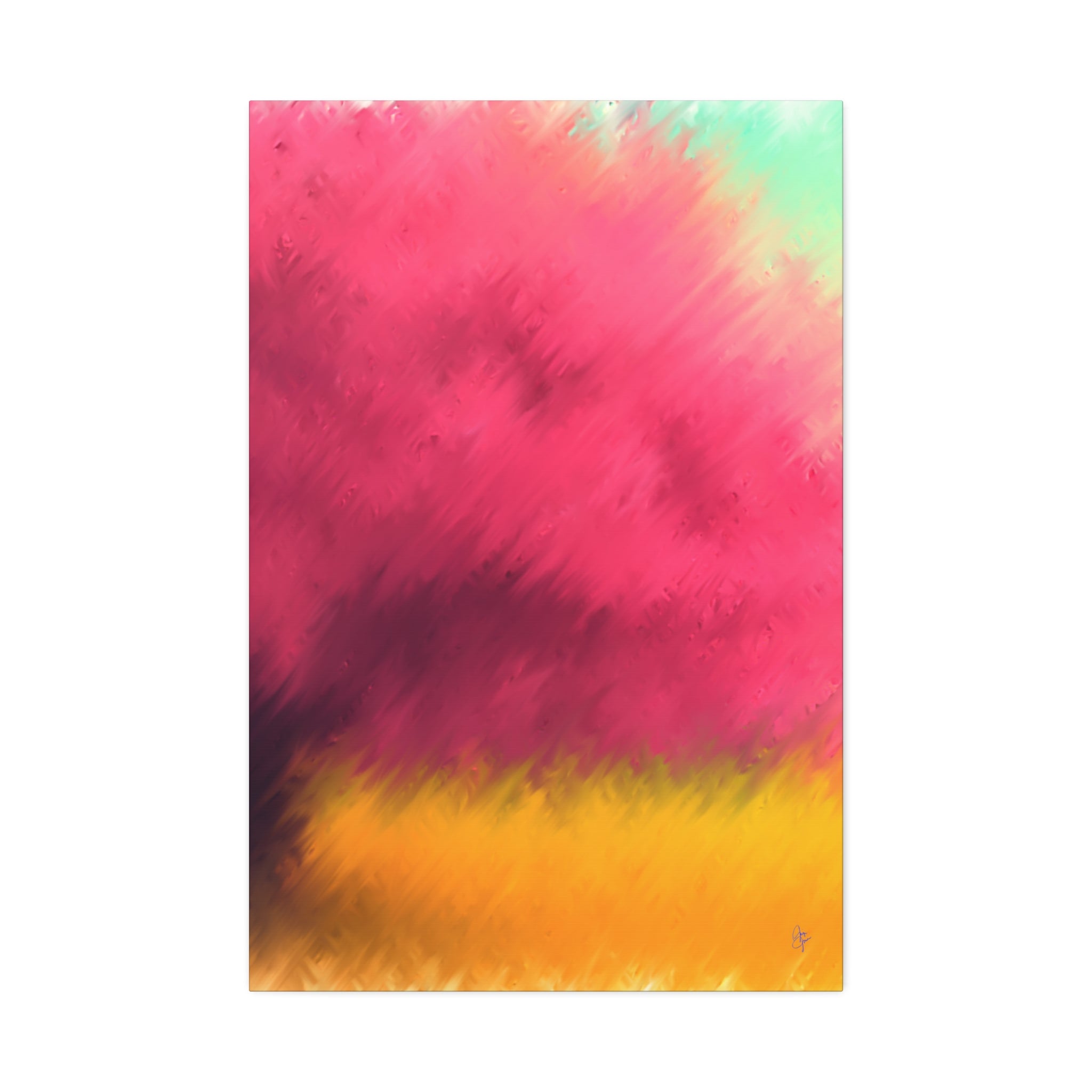 Abstract Sunset Canvas - Pink & Gold Stretched Wall Art