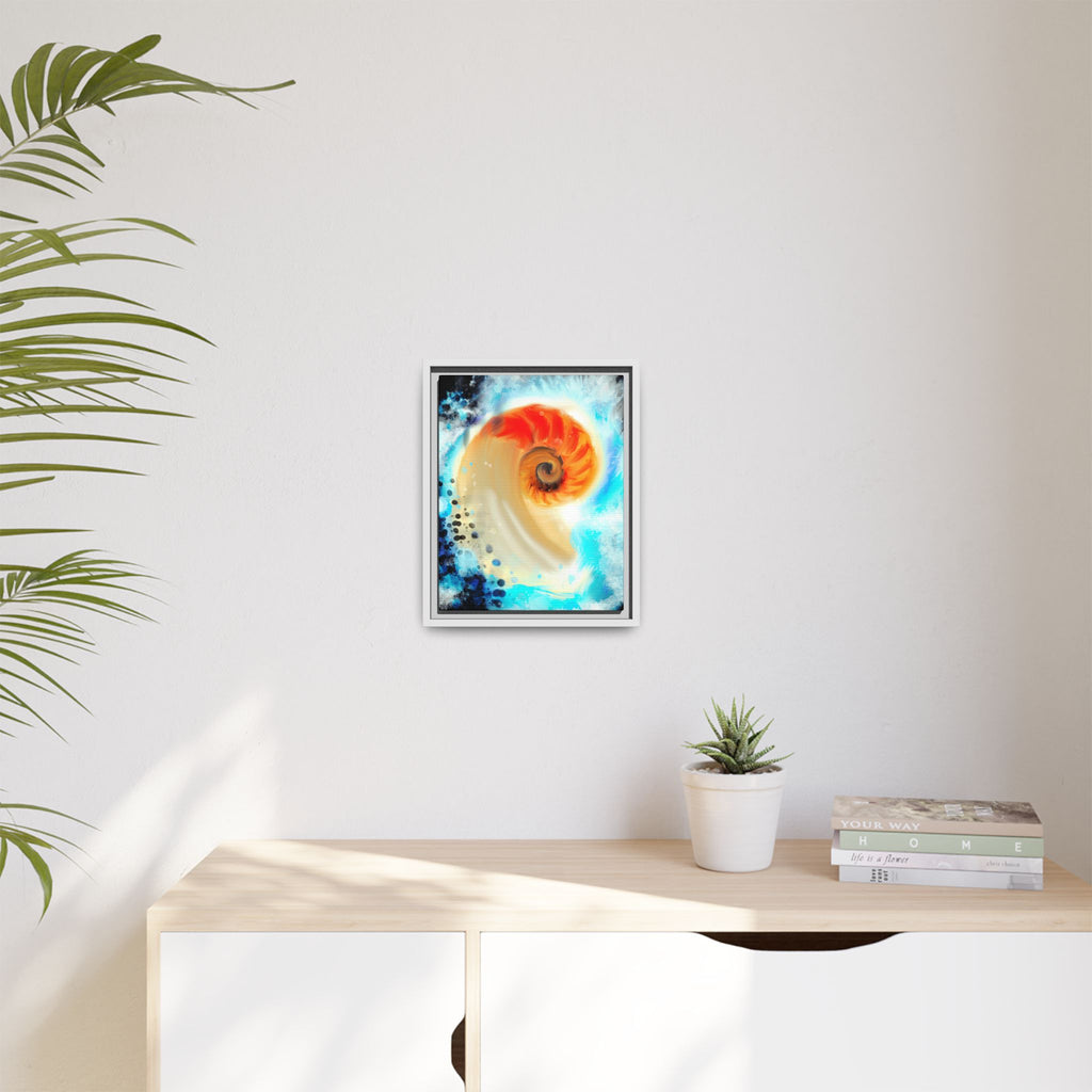Framed Abstract Spiral Canvas Art — Vibrant Nautical Wave Print