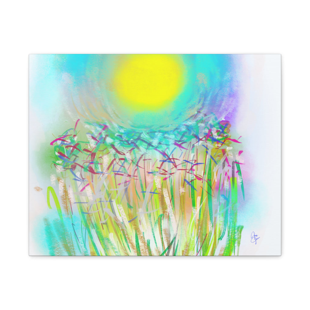 Sunlit Meadow Abstract Canvas Art — Bright Floral Wall Decor