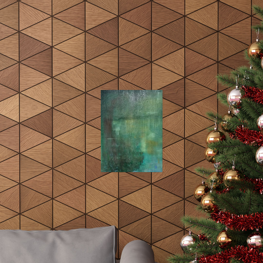Abstract Teal Canvas Matte Poster — Serene Green Wall Art