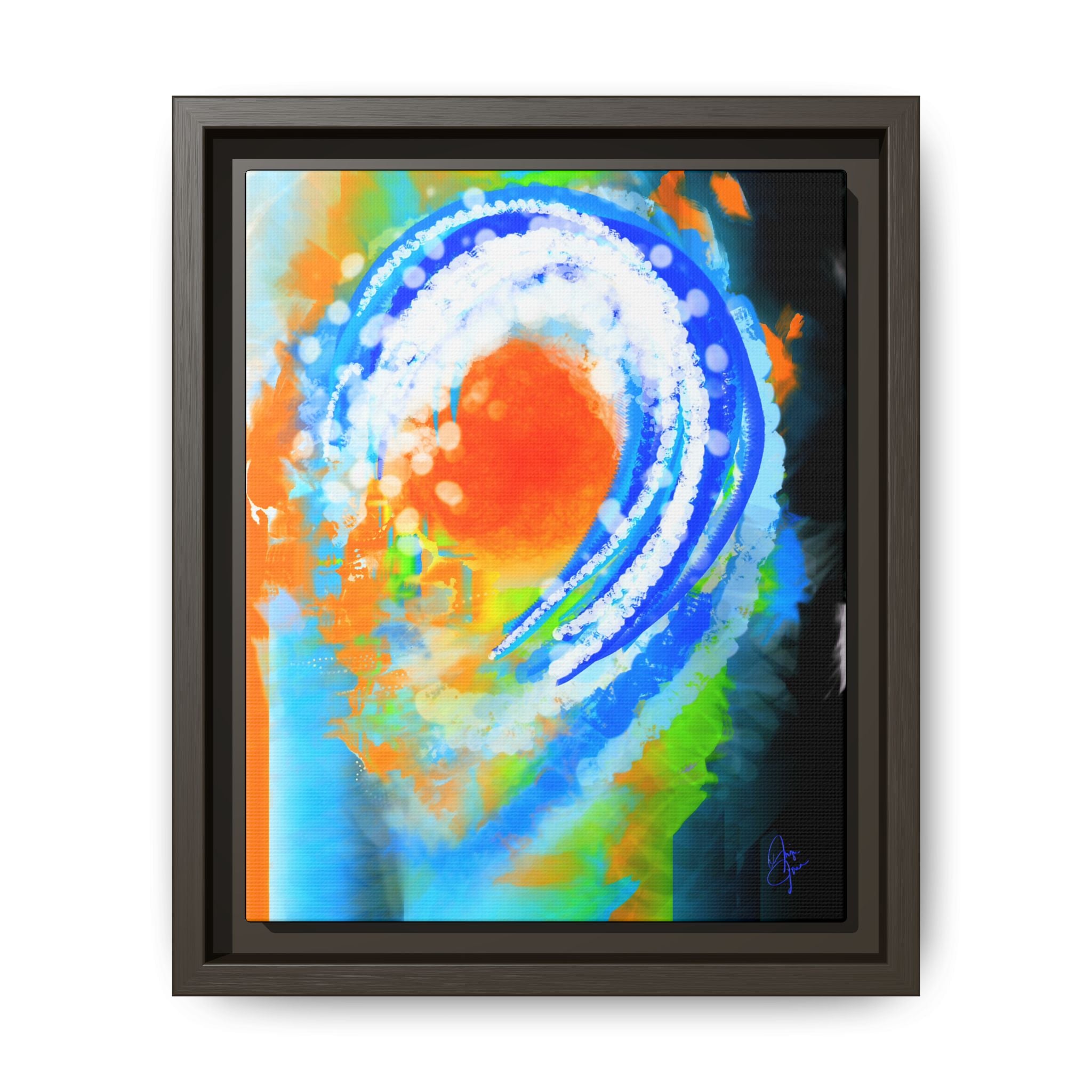 Abstract Ocean Wave Matte Canvas Print — Framed Multi‑Color Wall Art
