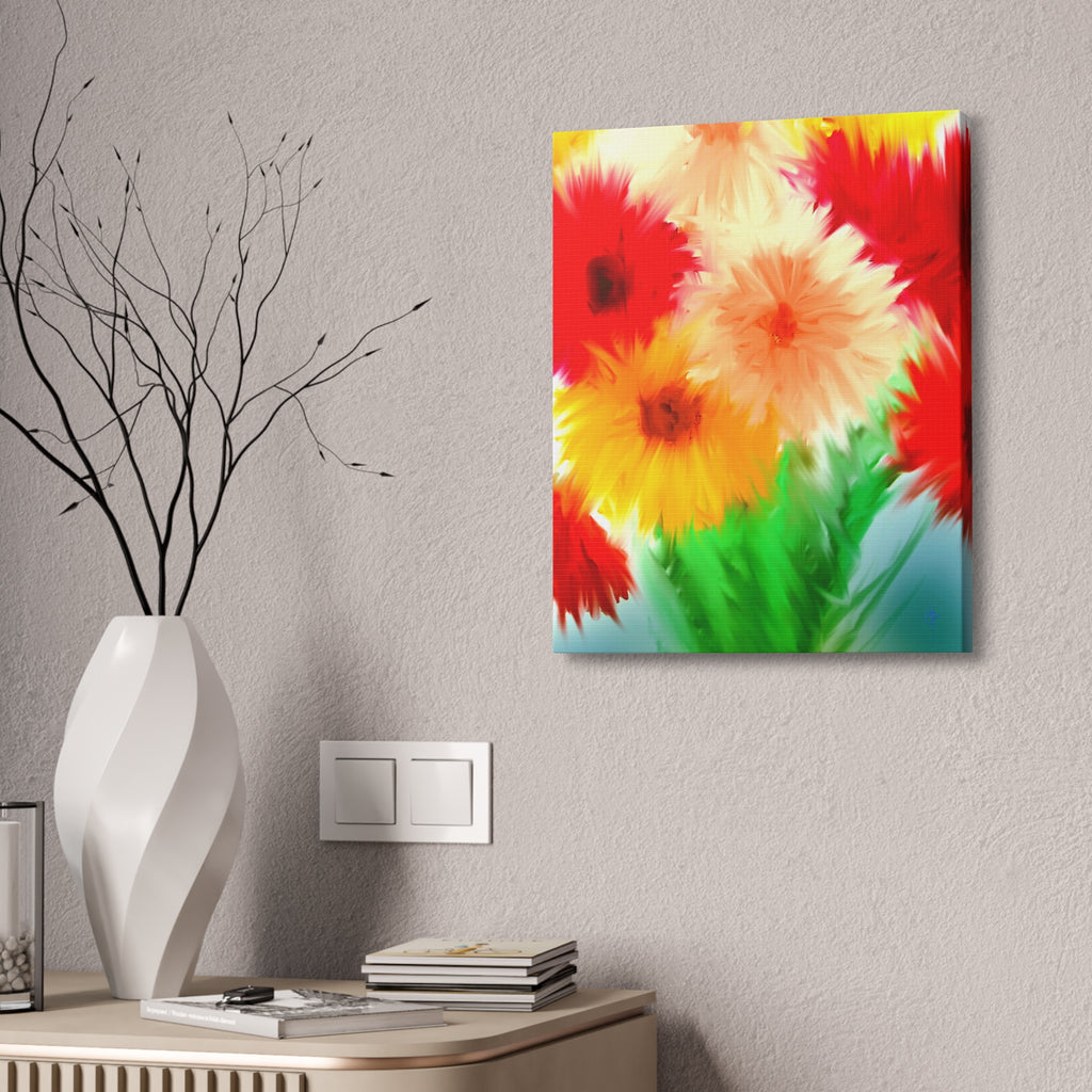 Bright Floral Abstract Canvas Wall Art — Stretched 1.5"