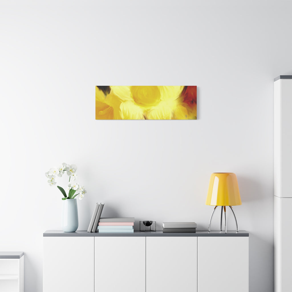 Yellow Floral Canvas Wall Art – Bright Sunflower-Style Painting, Matte Stretched Print