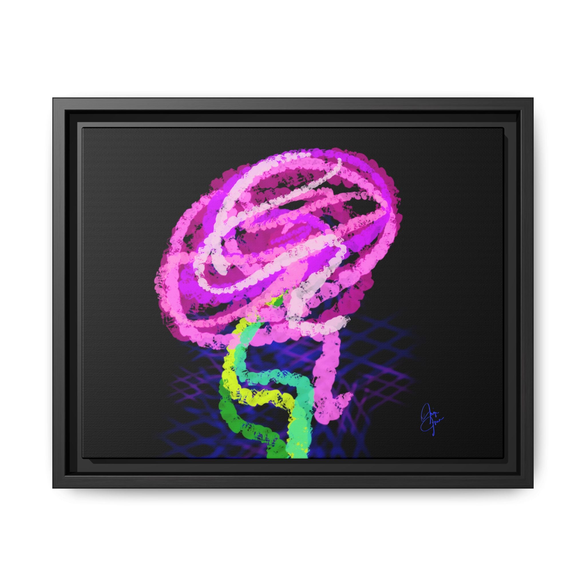 Framed Matte Canvas - Neon Rose Abstract Wall Art