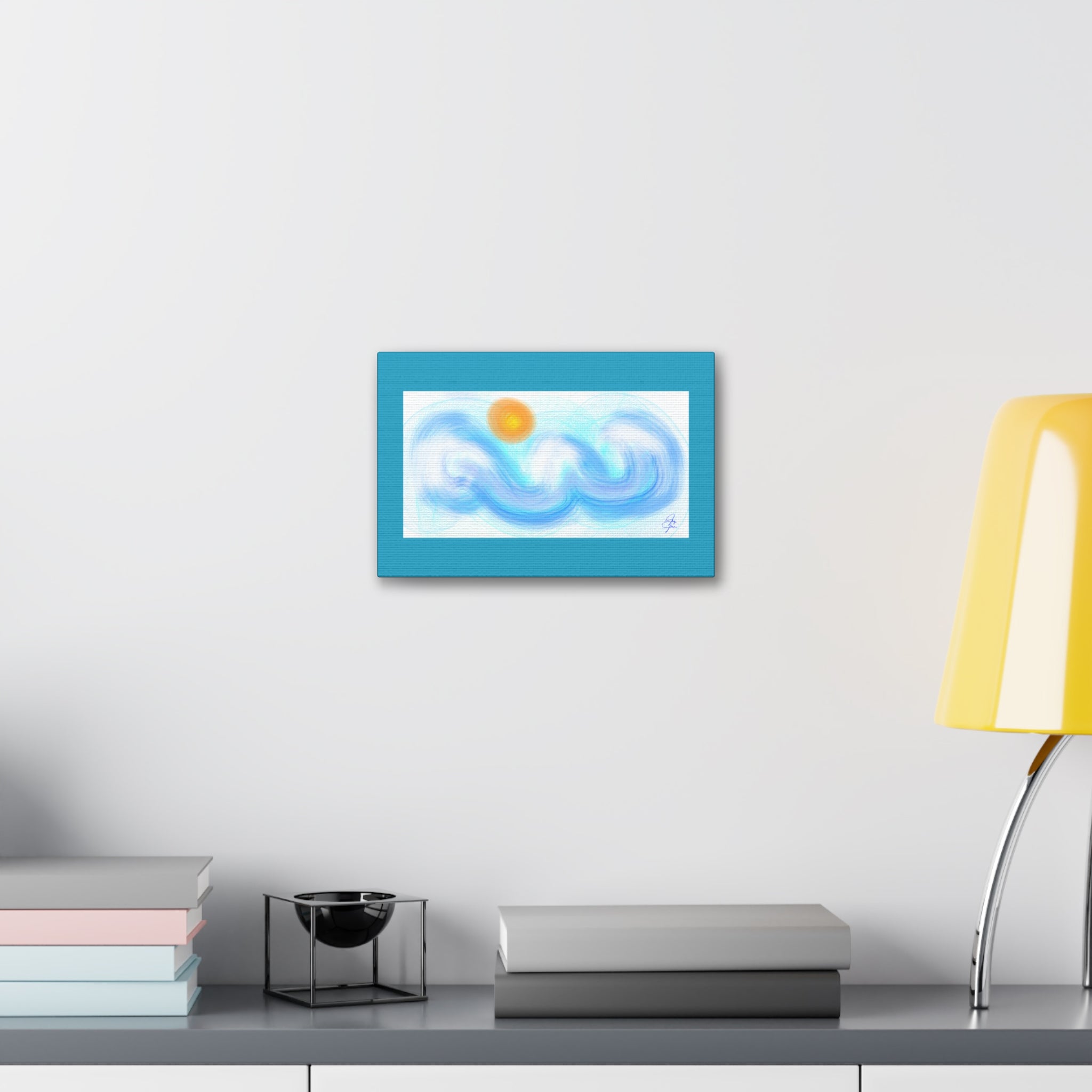 Abstract Ocean Wave Canvas — Turquoise Stretched Wall Art