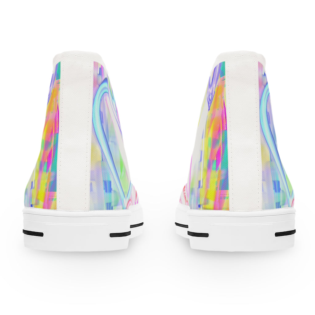 Women's High Top Sneakers — Pastel Heart Graffiti Print