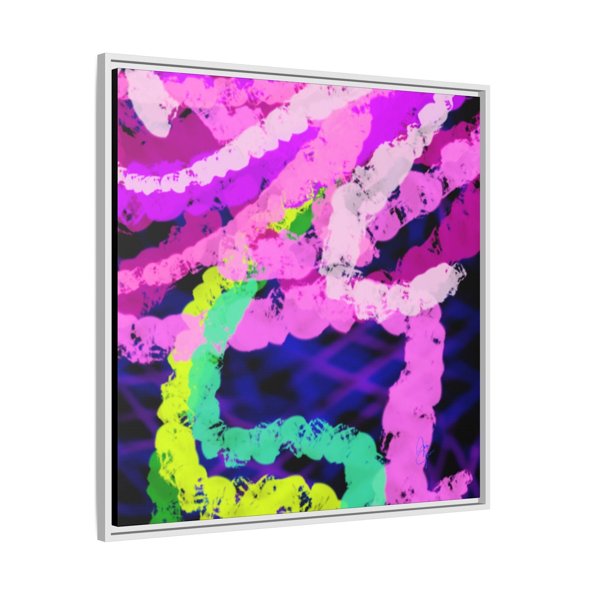 Framed Matte Canvas - Neon Rose Abstract Wall Art