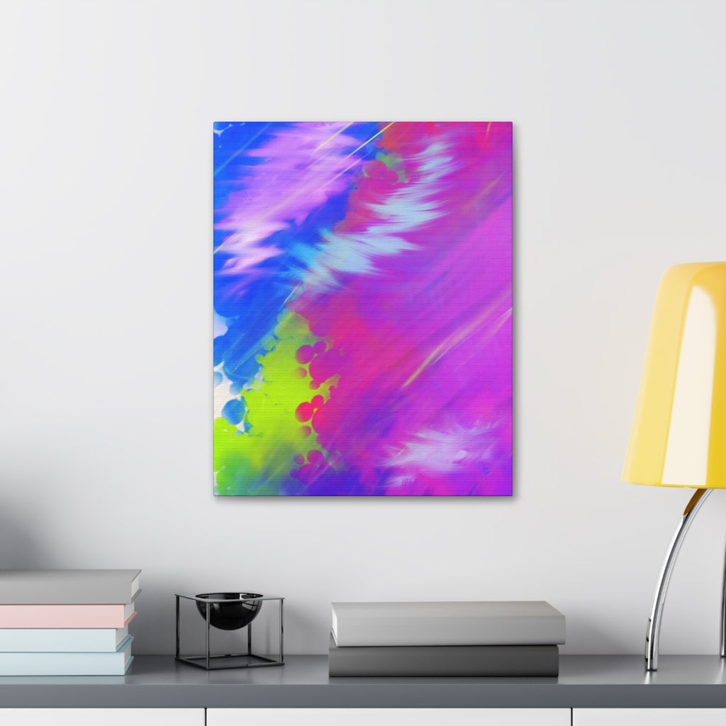 Abstract Neon Tie-Dye Canvas Print — Vibrant Rainbow Wall Art (Stretched 1.5")