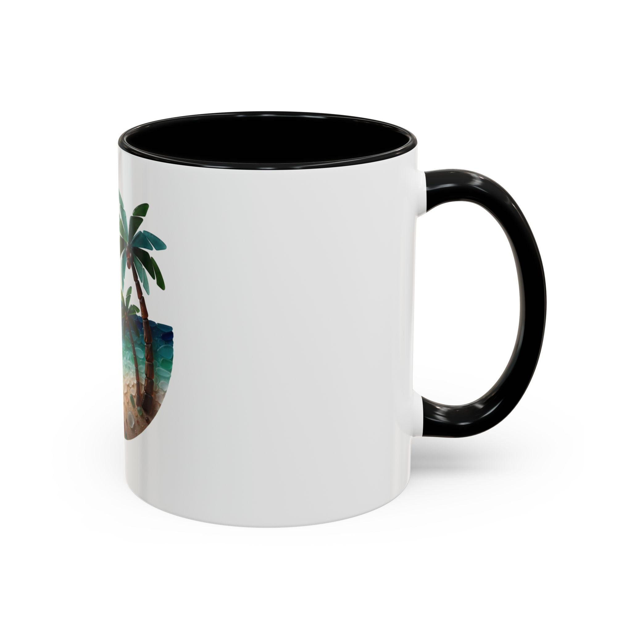 Sunset Beach Coffee Mug — Tropical Palm Ocean Sunrise Accent Mug (11/15oz)