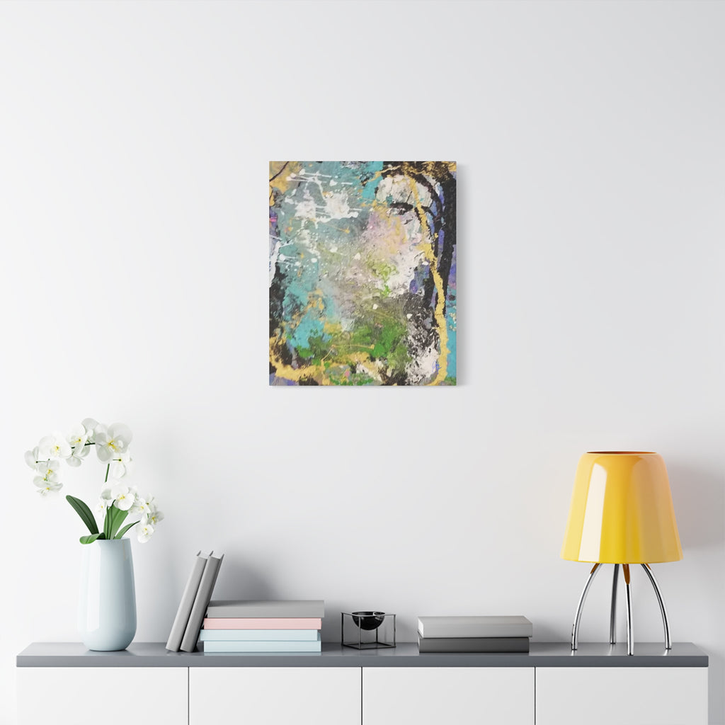 Abstract Green & Teal Matte Canvas Wall Art — Stretched 1.25"