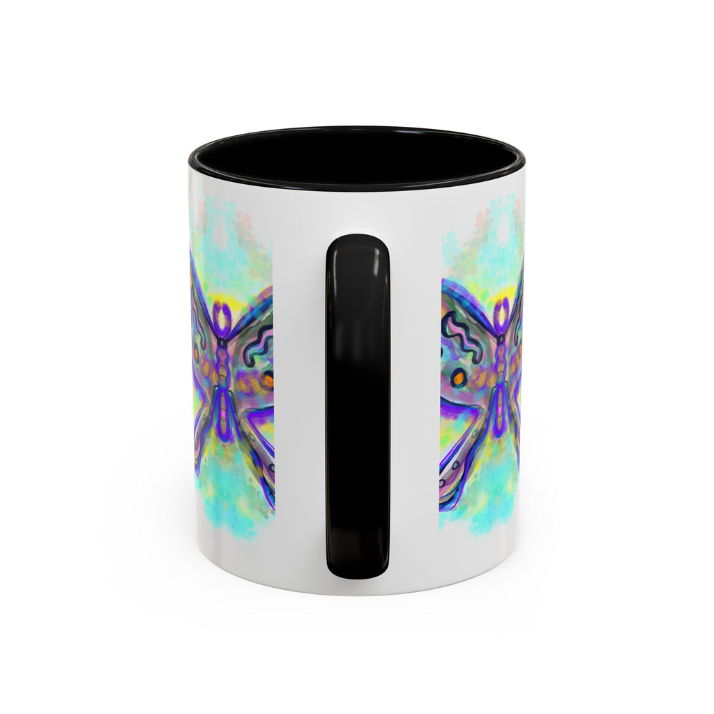 Butterfly Accent Coffee Mug — Colorful Watercolor Butterfly Design (11/15oz)