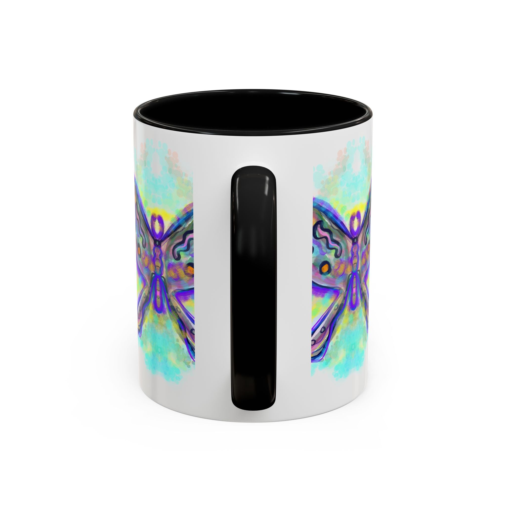 Butterfly Accent Coffee Mug — Colorful Watercolor Butterfly Design (11/15oz)