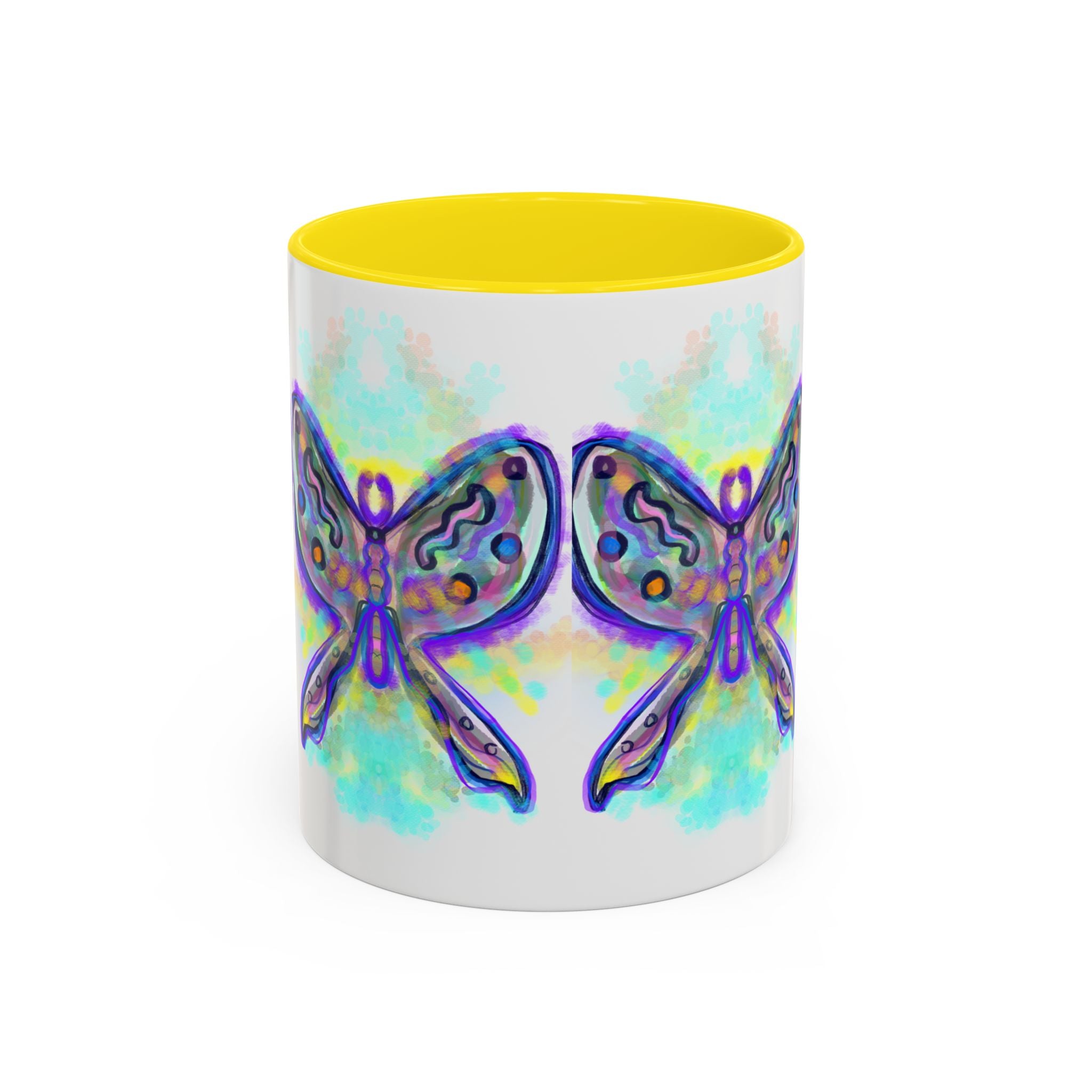 Butterfly Accent Coffee Mug — Colorful Watercolor Butterfly Design (11/15oz)
