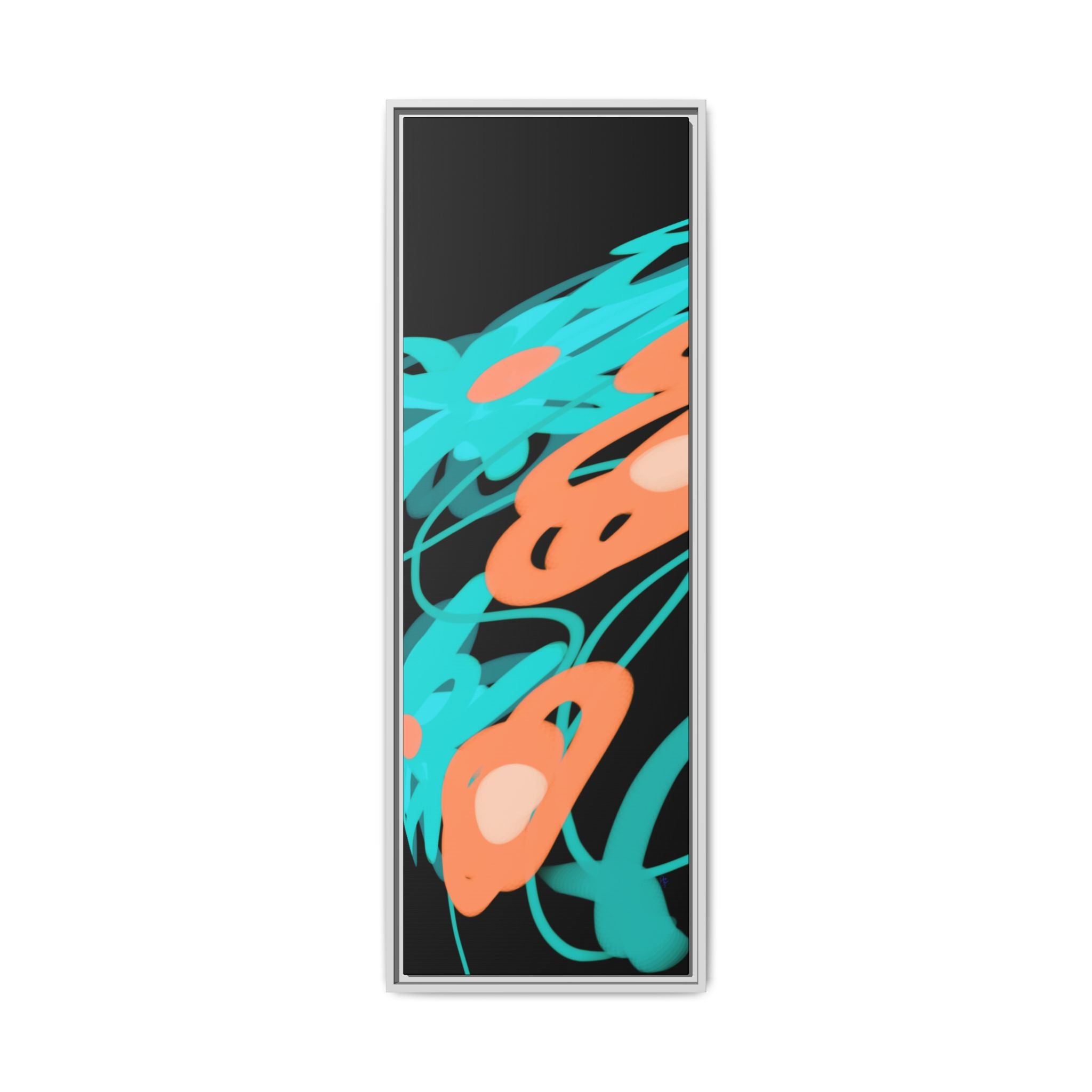 Abstract Teal & Coral Splash Framed Canvas