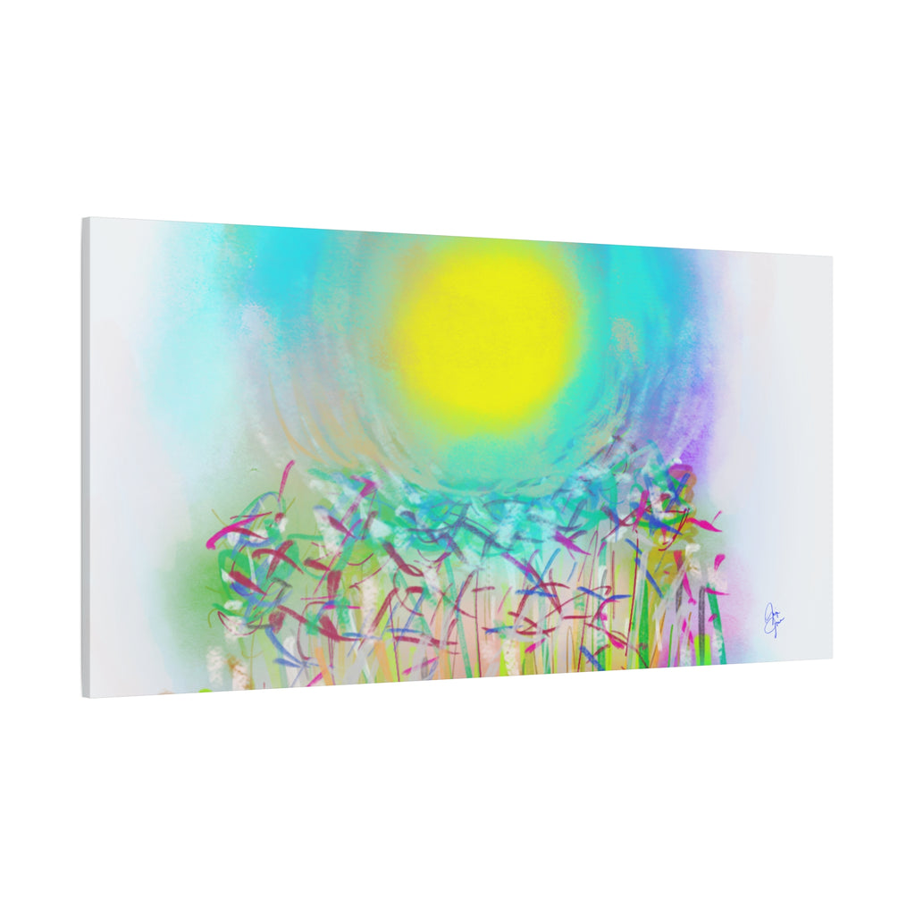 Sunlit Meadow Abstract Canvas Art — Bright Floral Wall Decor