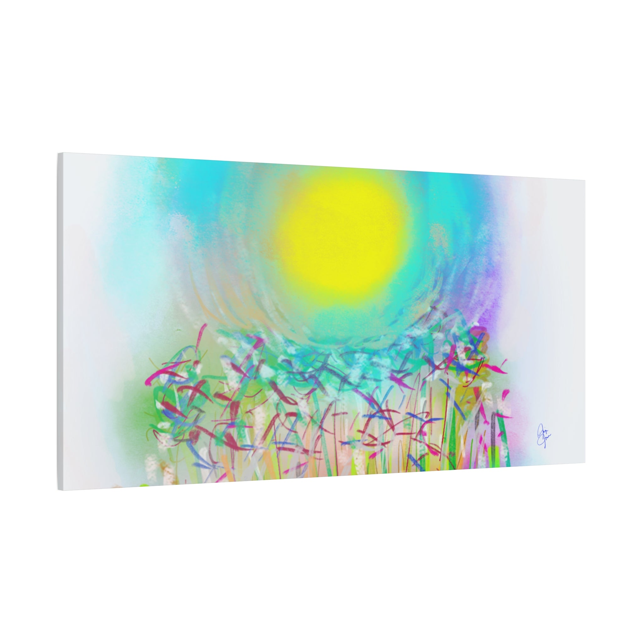 Sunlit Meadow Abstract Canvas Art — Bright Floral Wall Decor