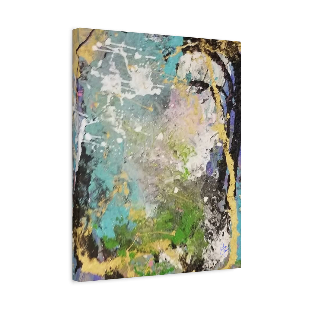 Abstract Green & Teal Matte Canvas Wall Art — Stretched 1.25"