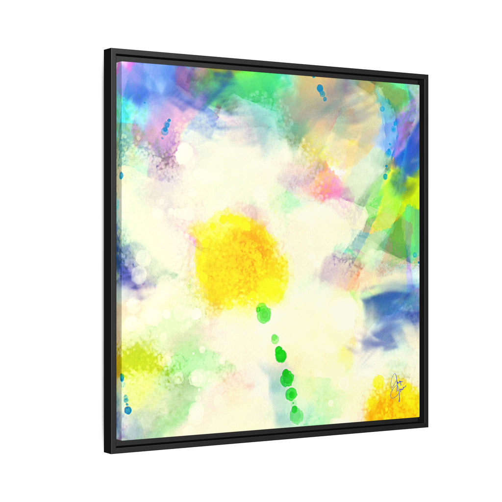 Framed Matte Canvas - Watercolor Yellow Floral Abstract Wall Art