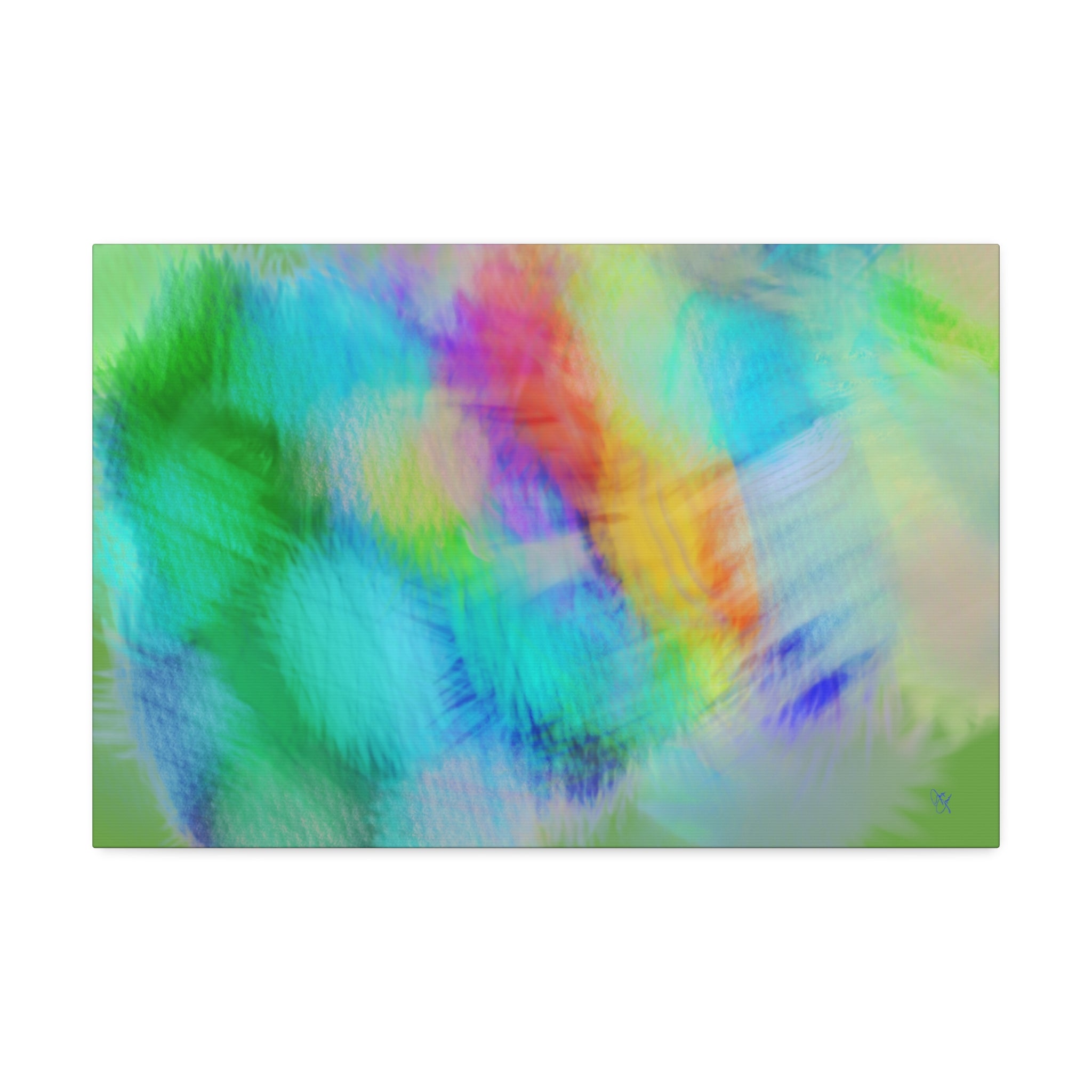Abstract Pastel Watercolor Canvas Wall Art – Vibrant Rainbow Clouds Stretched Canvas