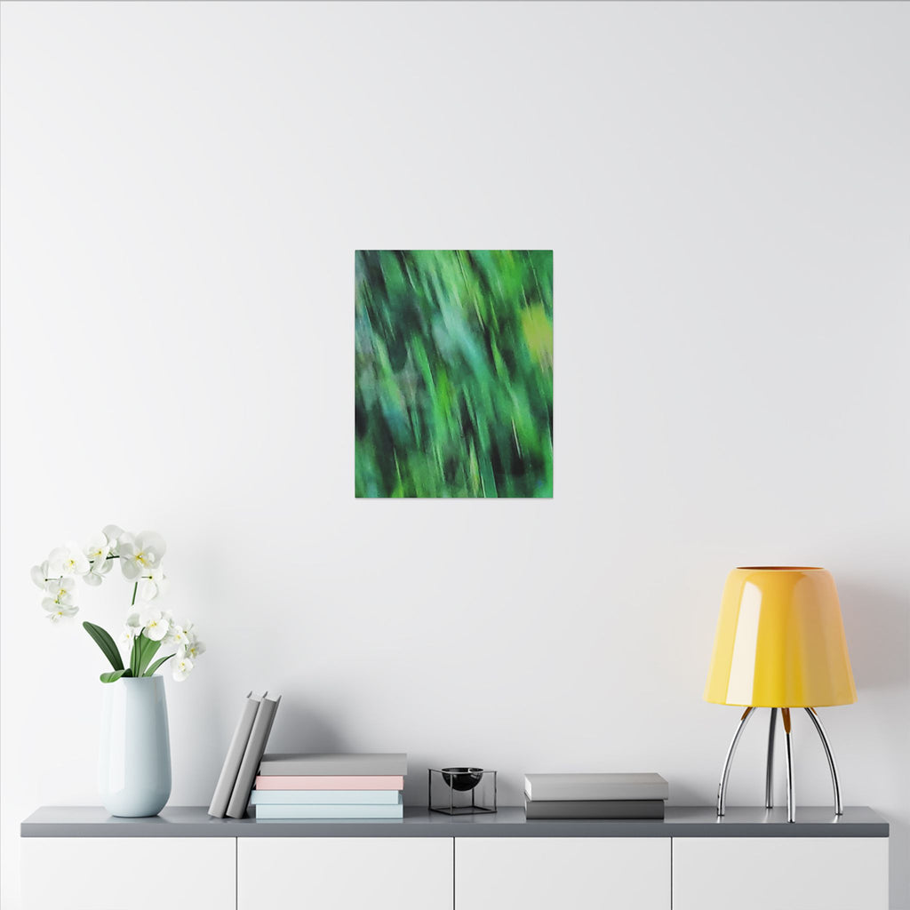 Green Abstract Blur Canvas Wall Art — Vibrant Nature-Inspired Matte Print