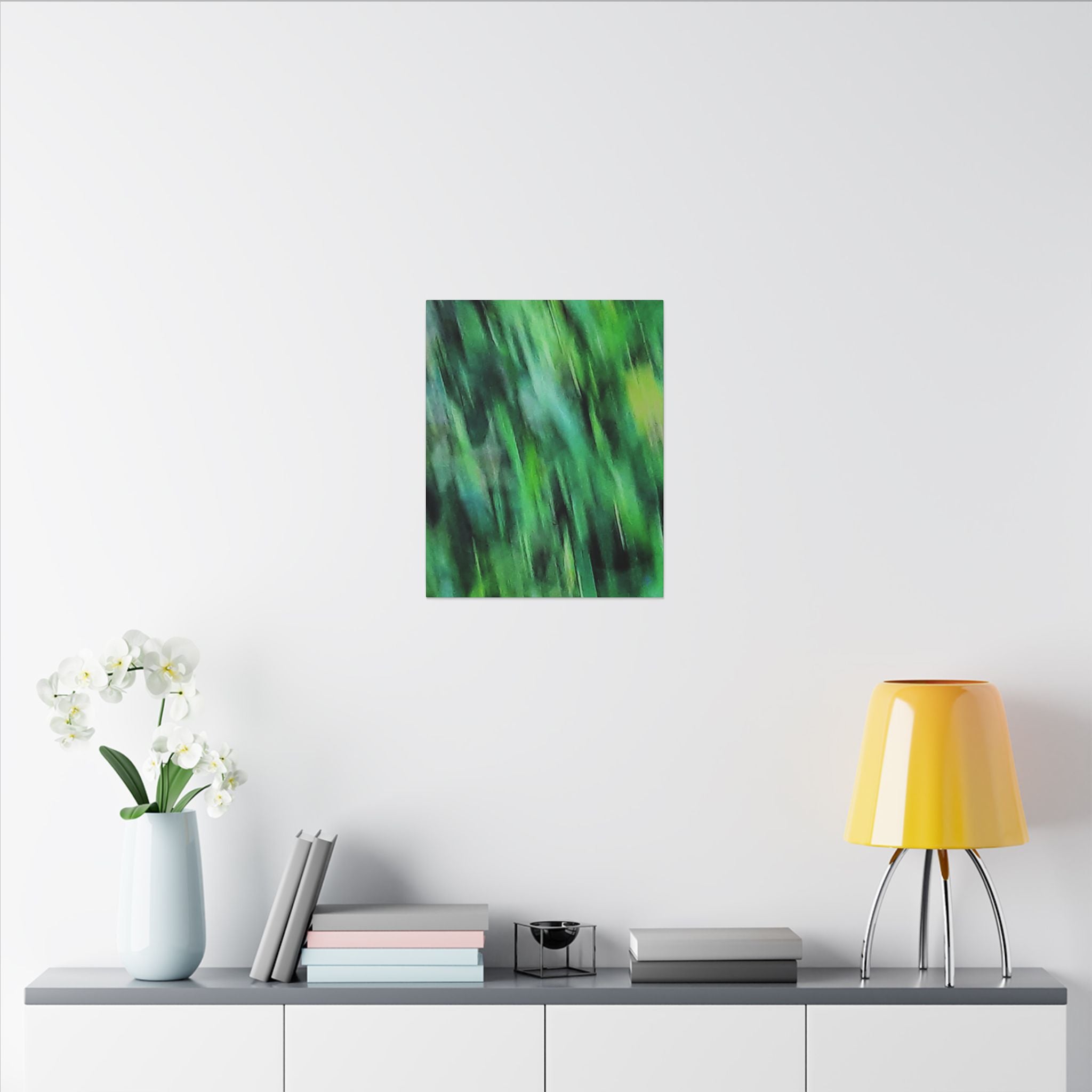 Green Abstract Blur Canvas Wall Art — Vibrant Nature-Inspired Matte Print