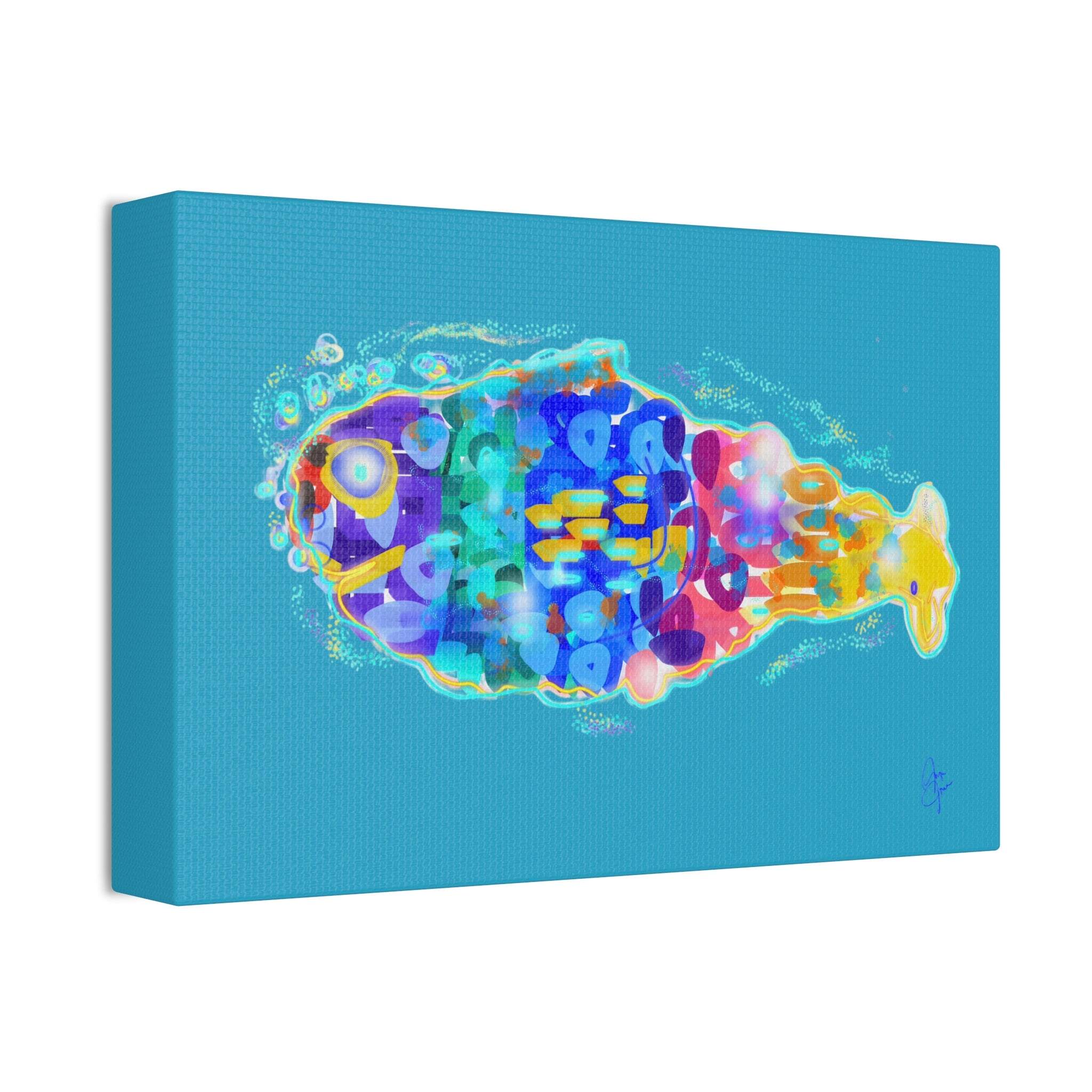 Colorful Abstract Fish Canvas Print — Vibrant Ocean Wall Art