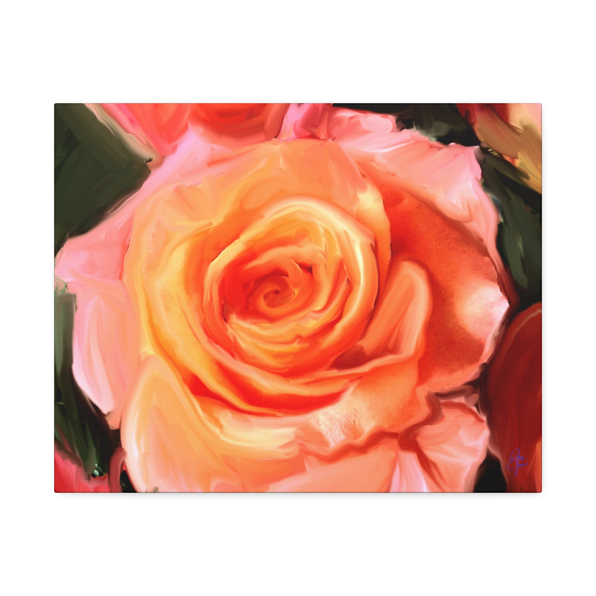 Orange Rose Canvas Print — Stretched 1.5" Wall Art