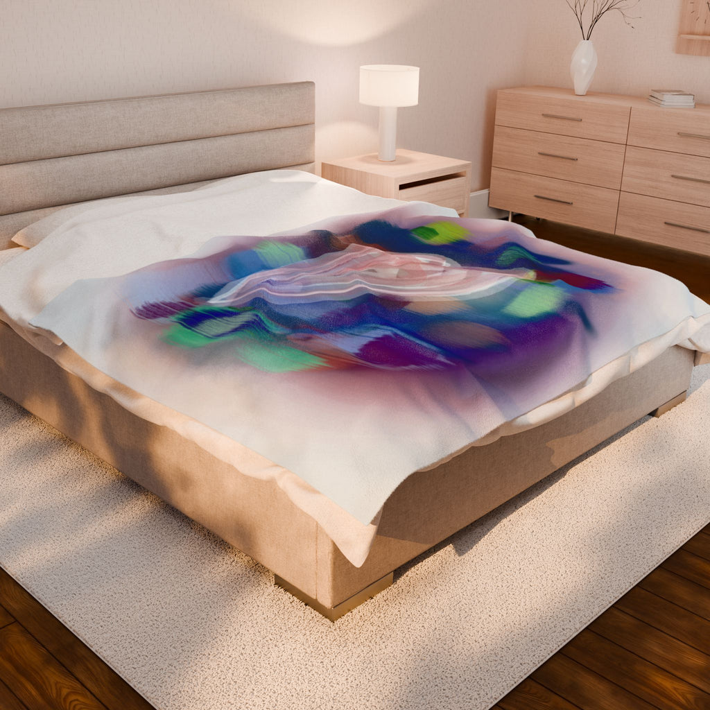 Velveteen Plush Blanket — Dreamy Pastel Heart Abstract Throw