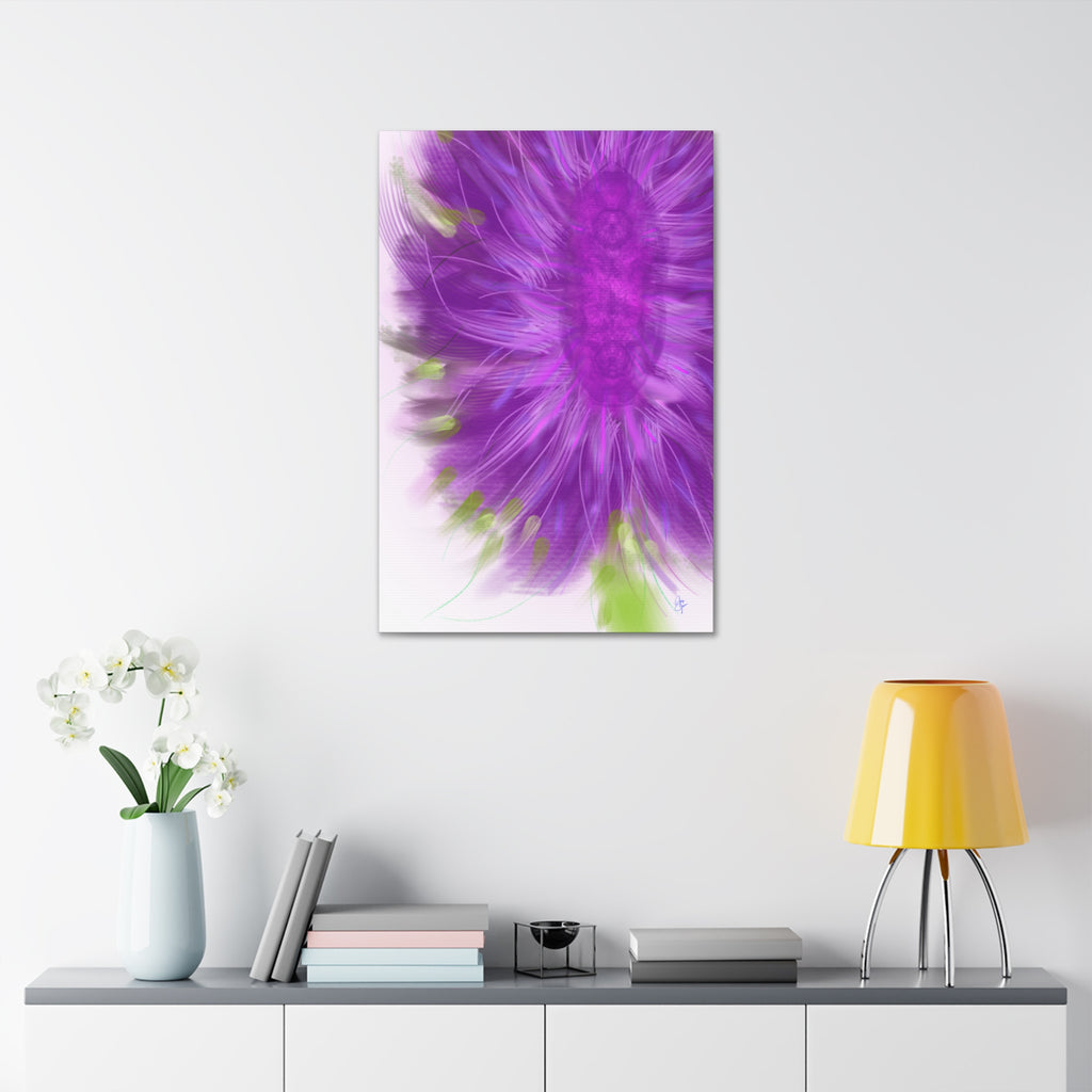 Purple Floral Burst Canvas Print – Abstract Flower Wall Art (Stretched 1.5")