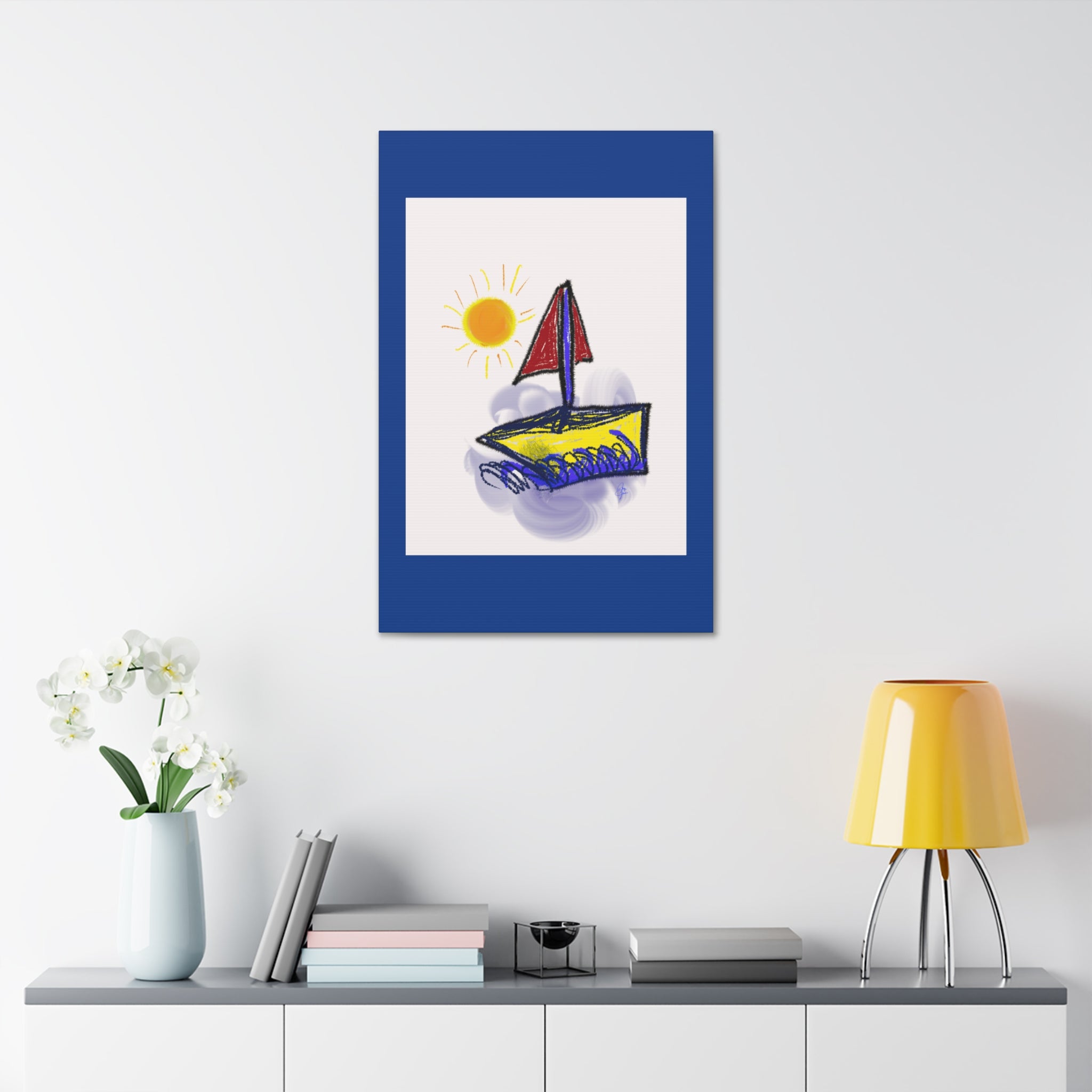 Whimsical Sailboat Canvas — Child's Room Wall Art