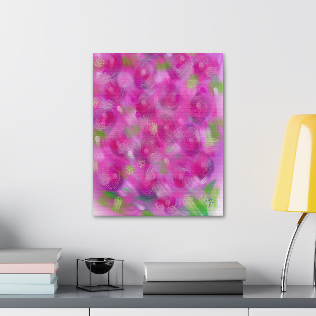 Pink Floral Abstract Canvas Print — Stretched 1.5" Wall Art