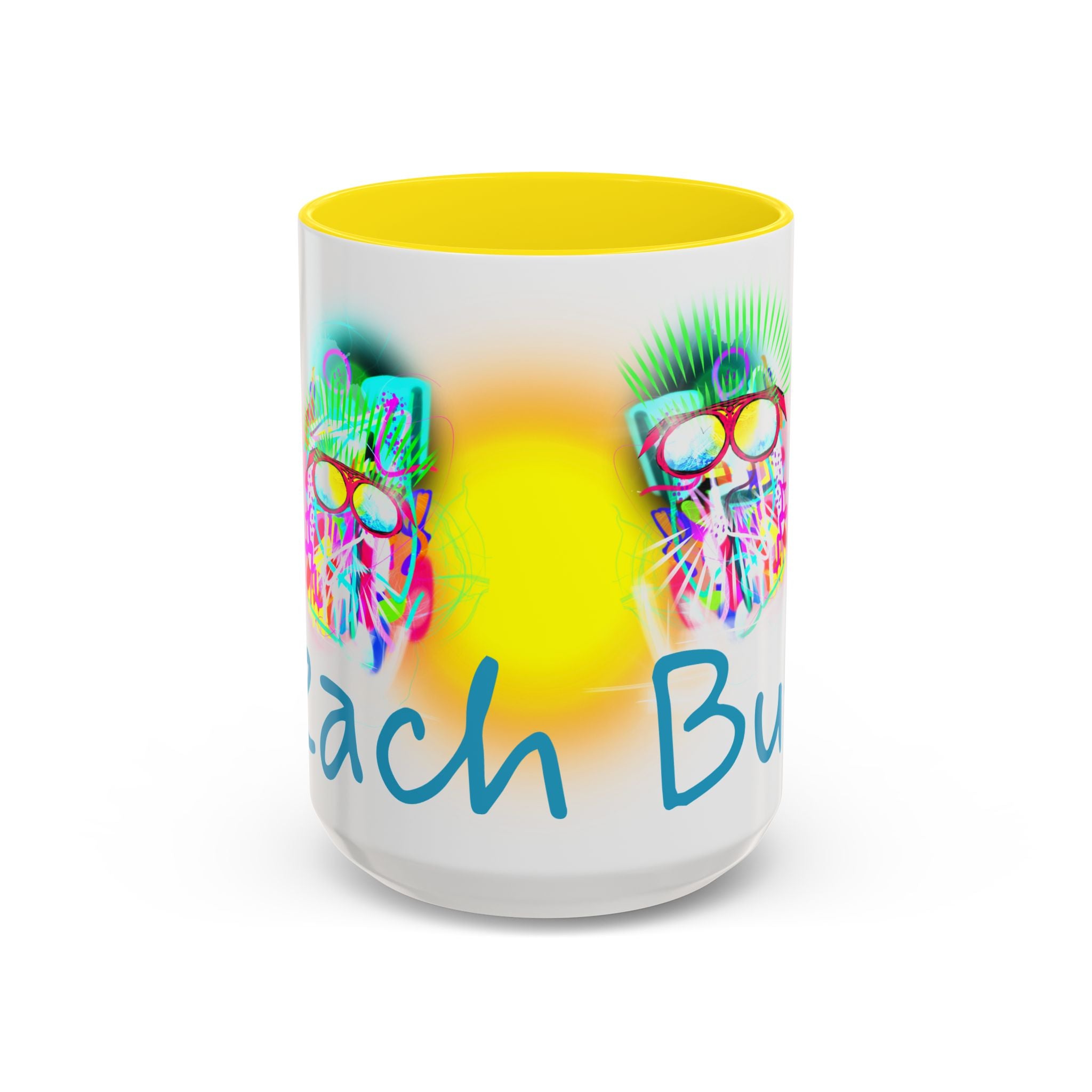 Beach Bum Coffee Mug — Colorful Retro Skull Design (11/15oz)