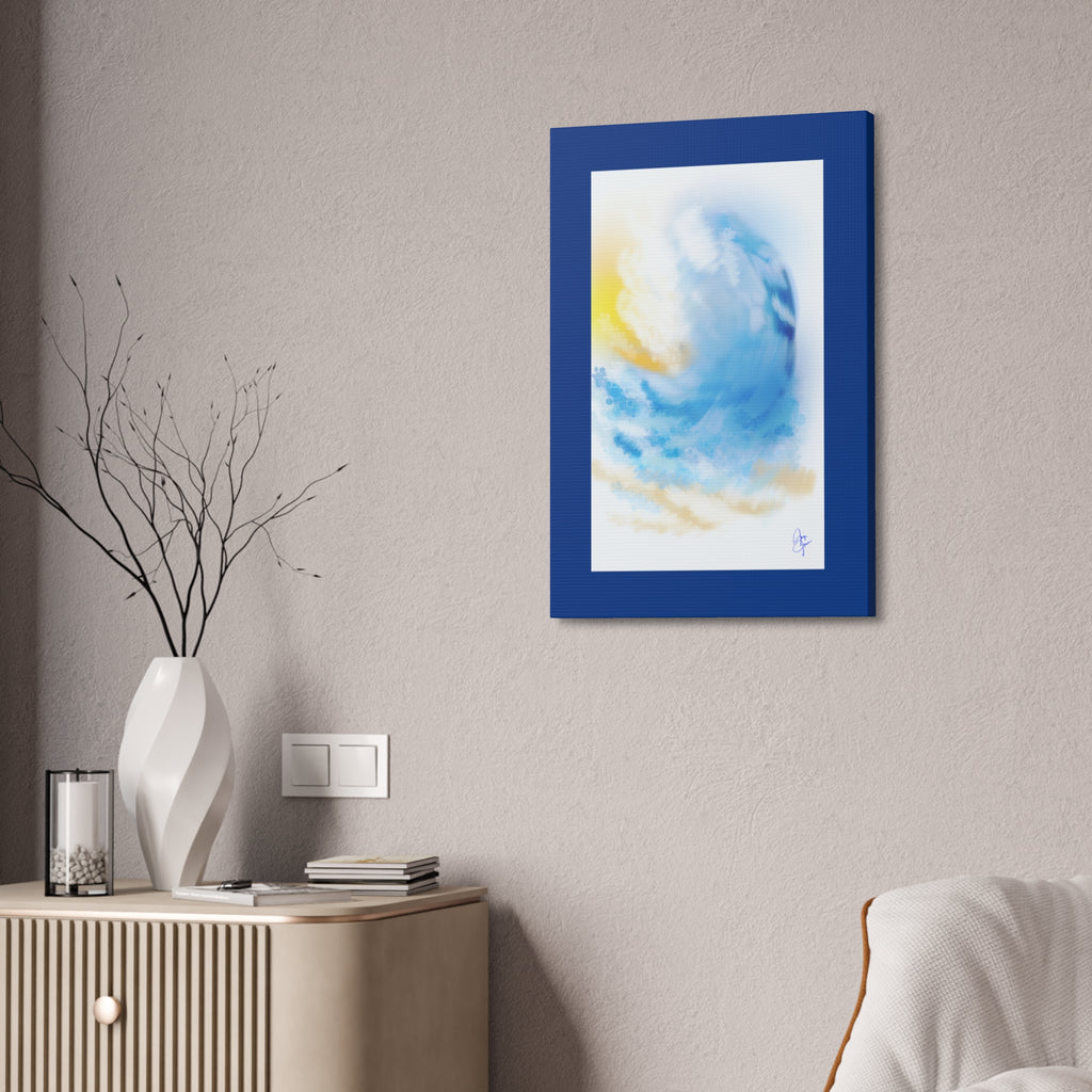 Ocean Wave Canvas Print — Sunlit Blue Seascape Stretched Canvas