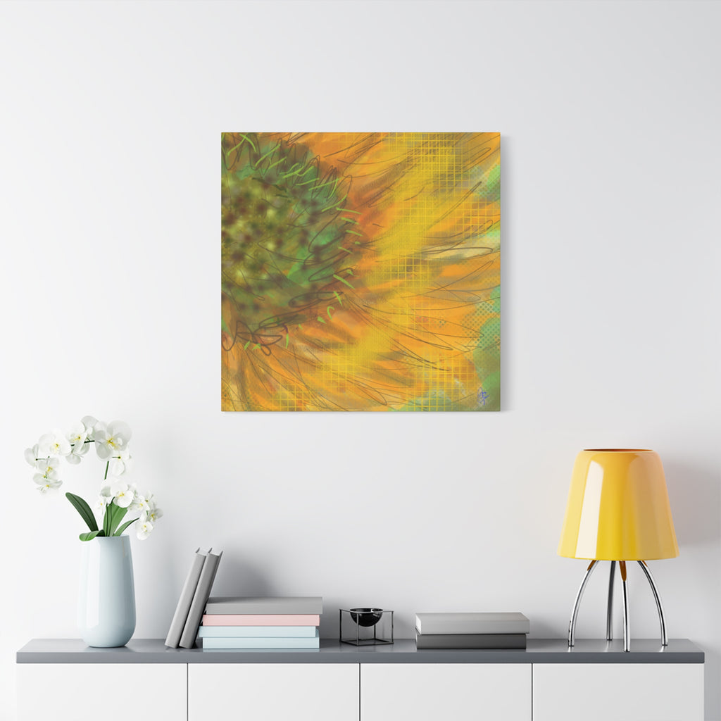 Sunflower Burst Matte Canvas Wall Art — Orange Stretched Canvas Print