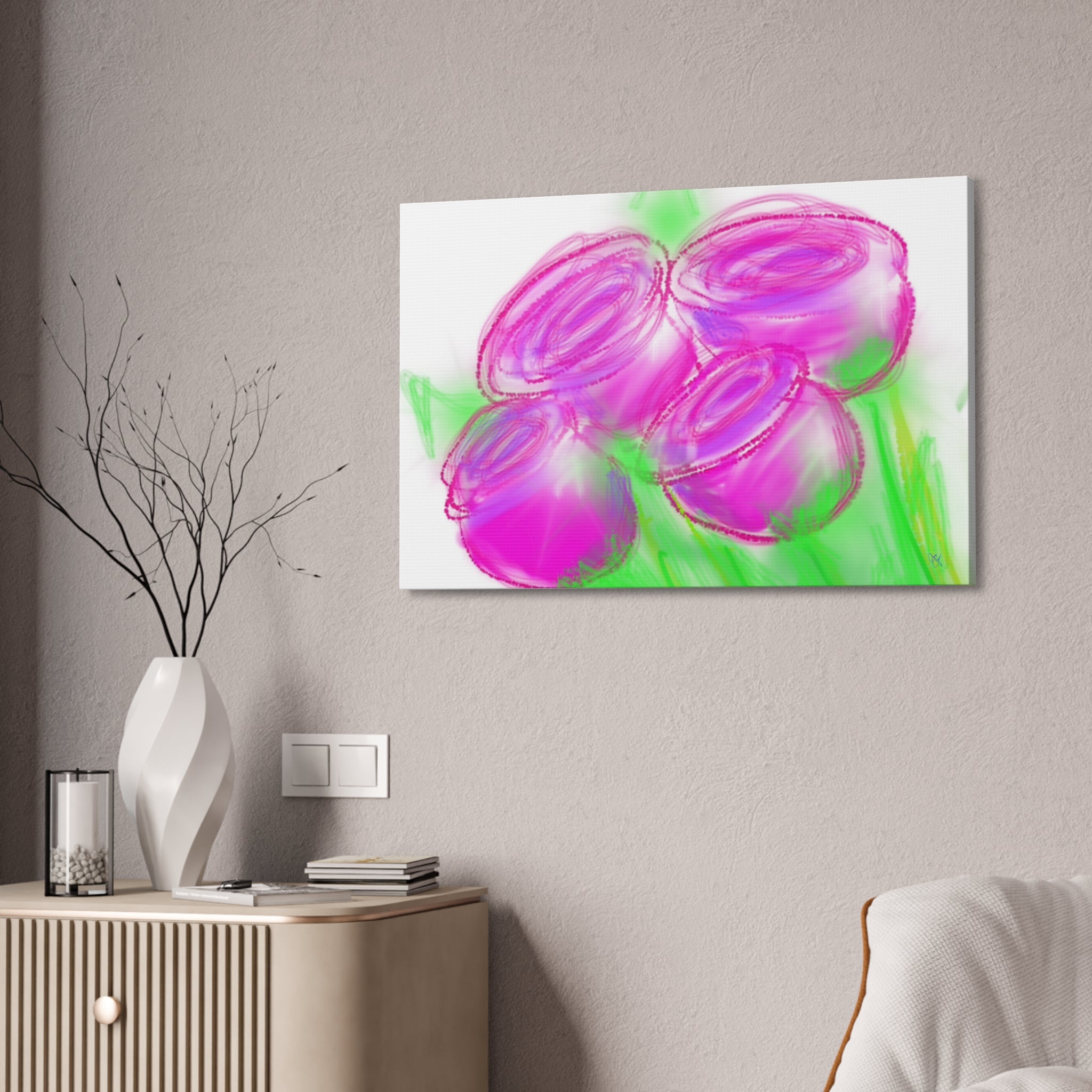Pink Bloom Abstract Canvas