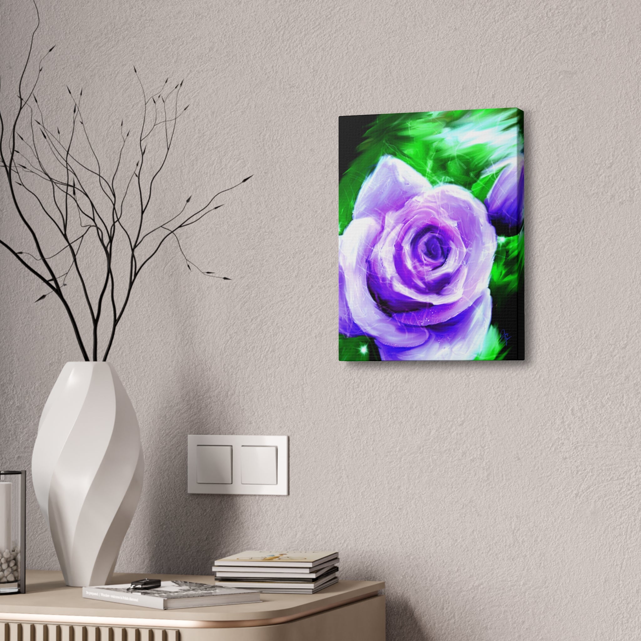 Purple Rose Canvas Print – Stretched 1.5" Floral Wall Art