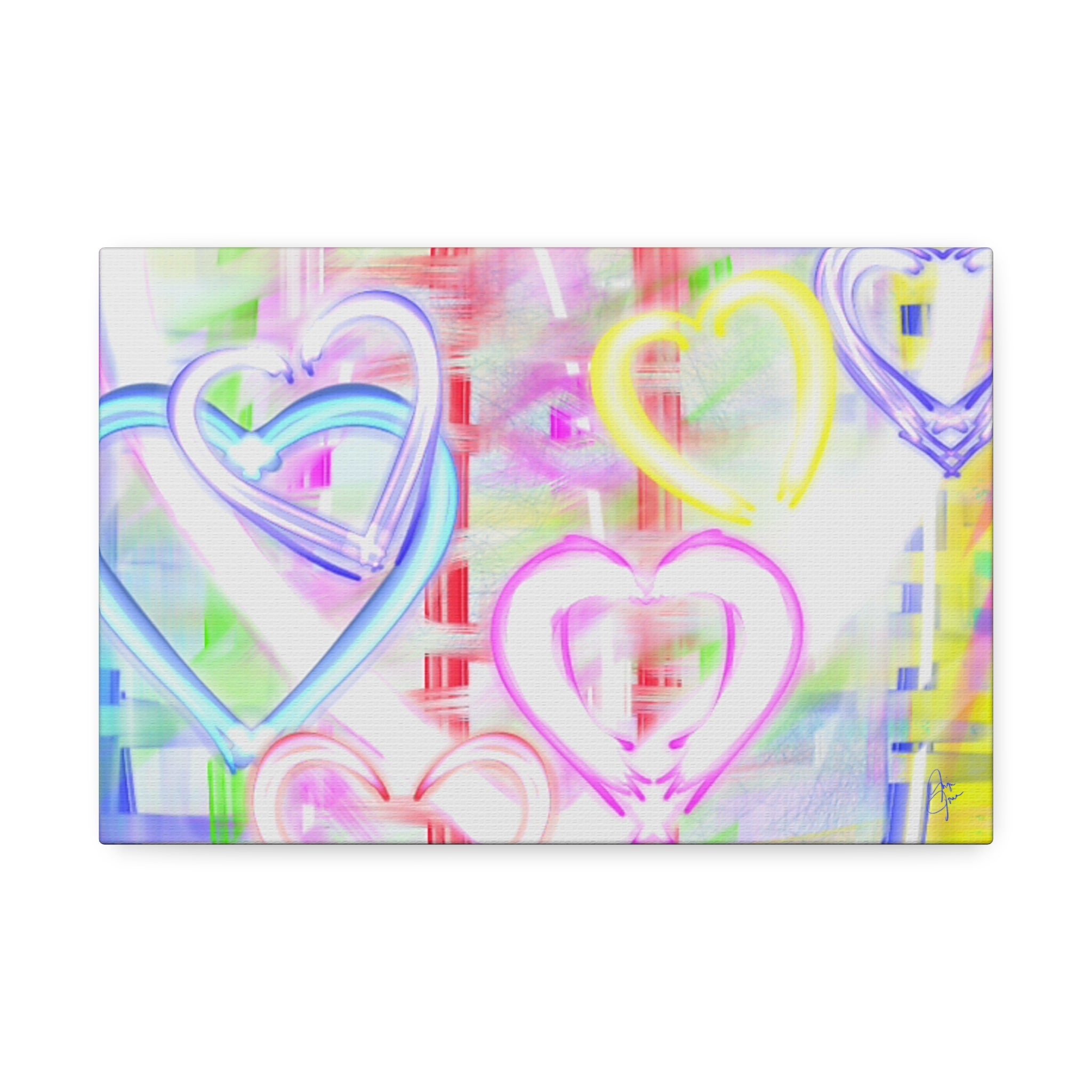 Colorful Neon Hearts Canvas Print — Stretched 1.5" Wall Art