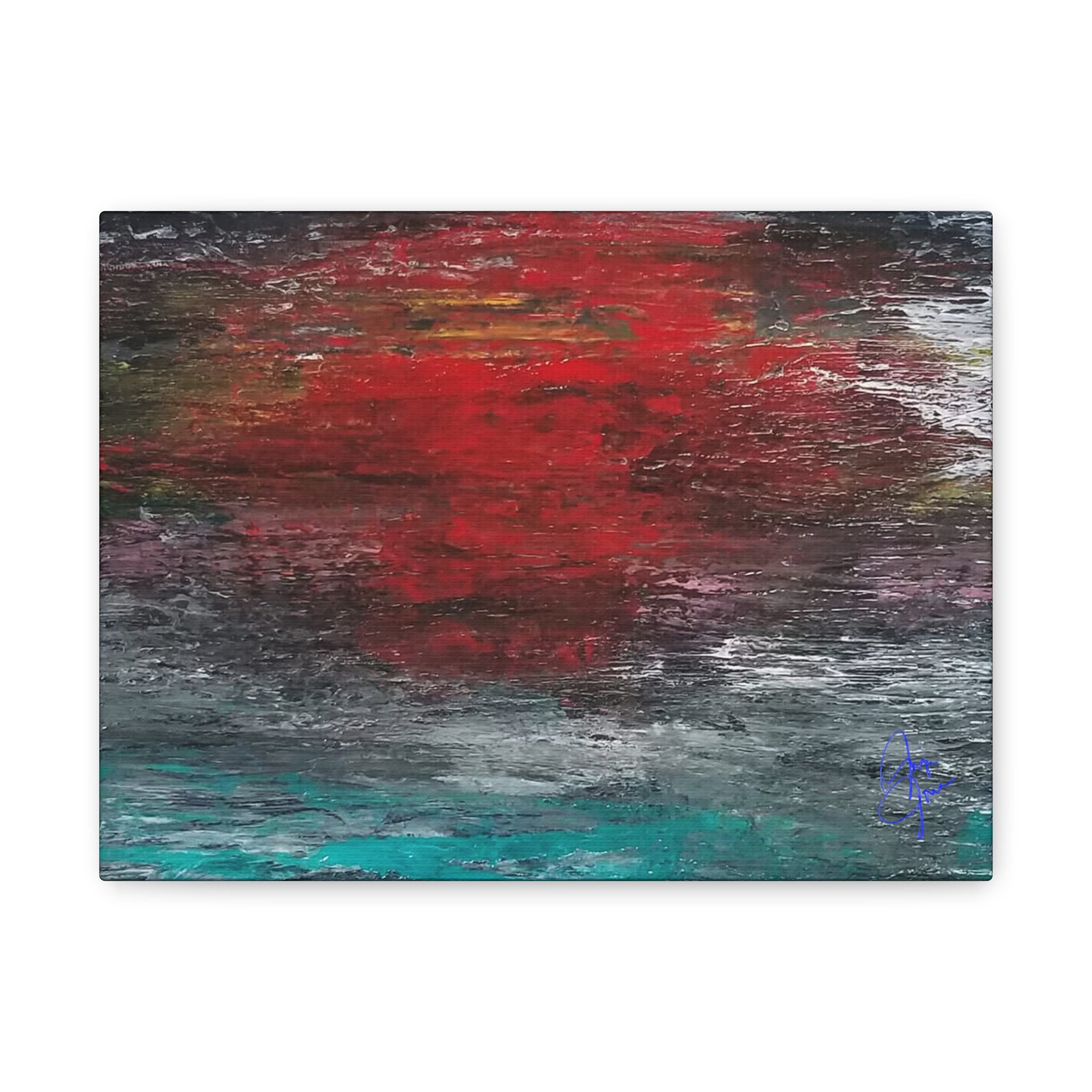 Abstract Red Horizon Matte Canvas Wall Art, Stretched 1.25"