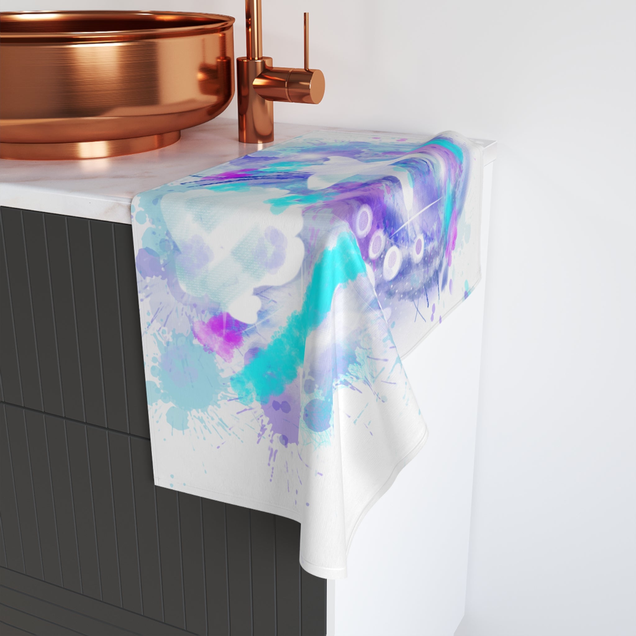 Watercolor Sea Life Hand Towel — Starfish & Shell Beach Spa Towel
