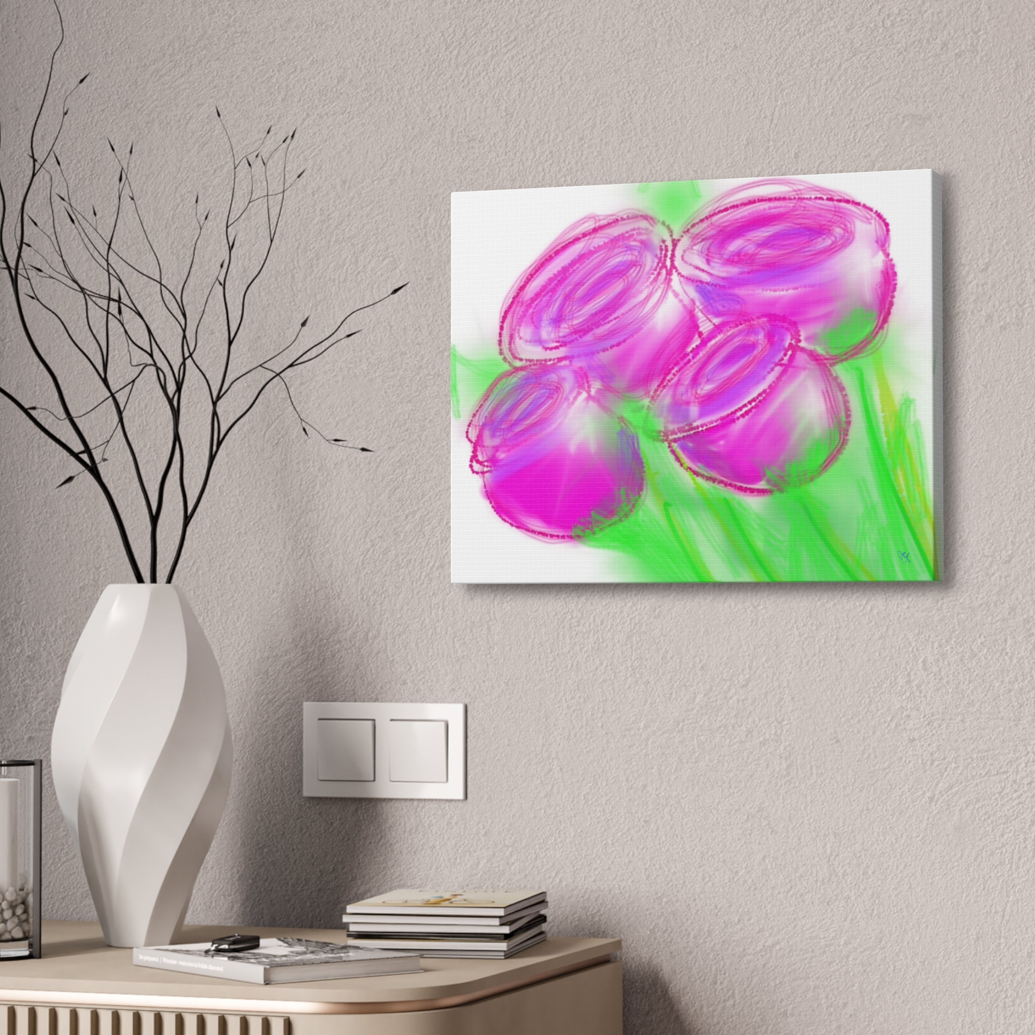 Pink Bloom Abstract Canvas
