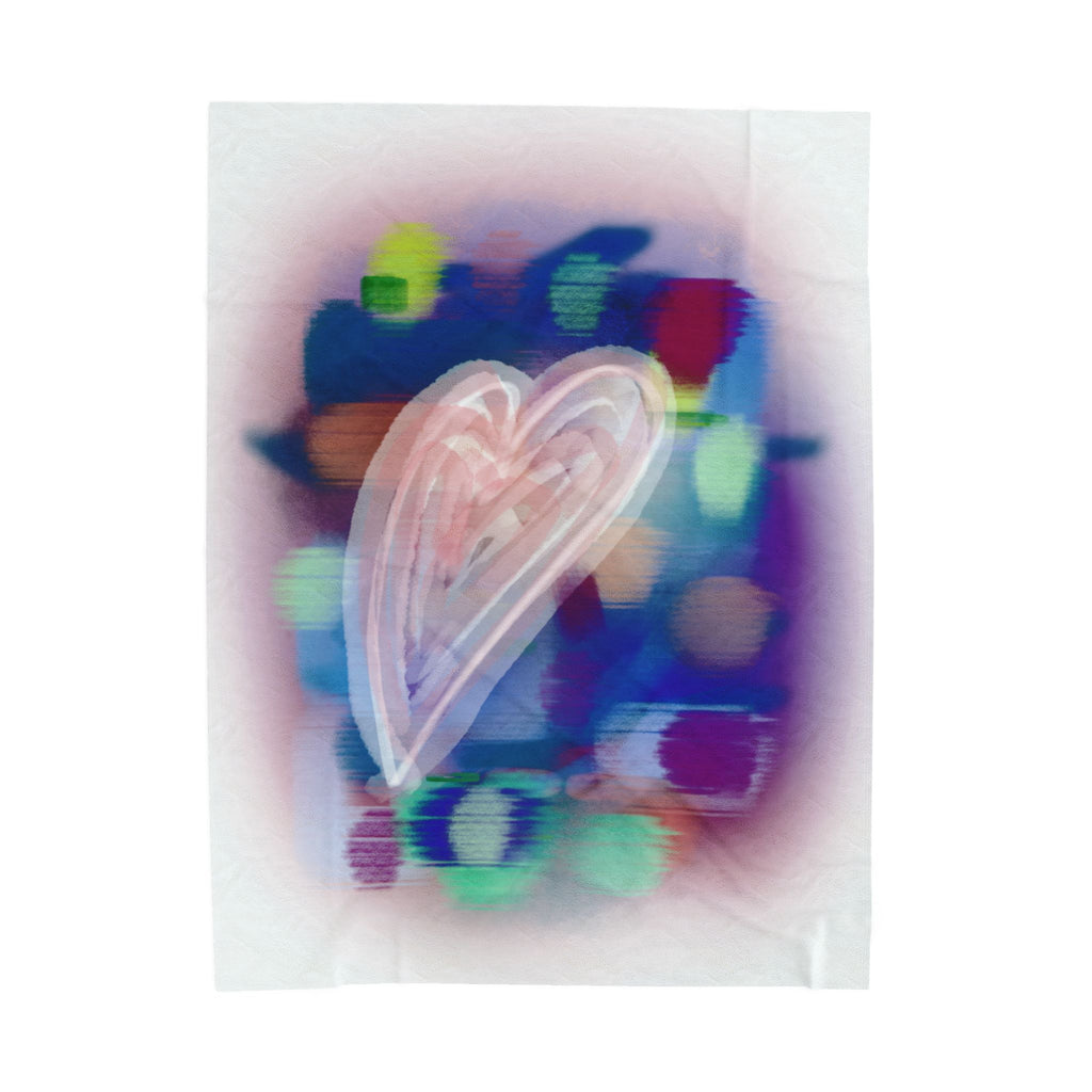 Velveteen Plush Blanket — Dreamy Pastel Heart Abstract Throw