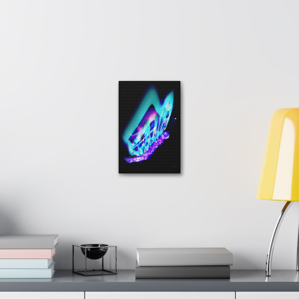 Neon Butterfly Canvas Print — Glowing Blue & Purple Wall Art (Stretched Canvas)
