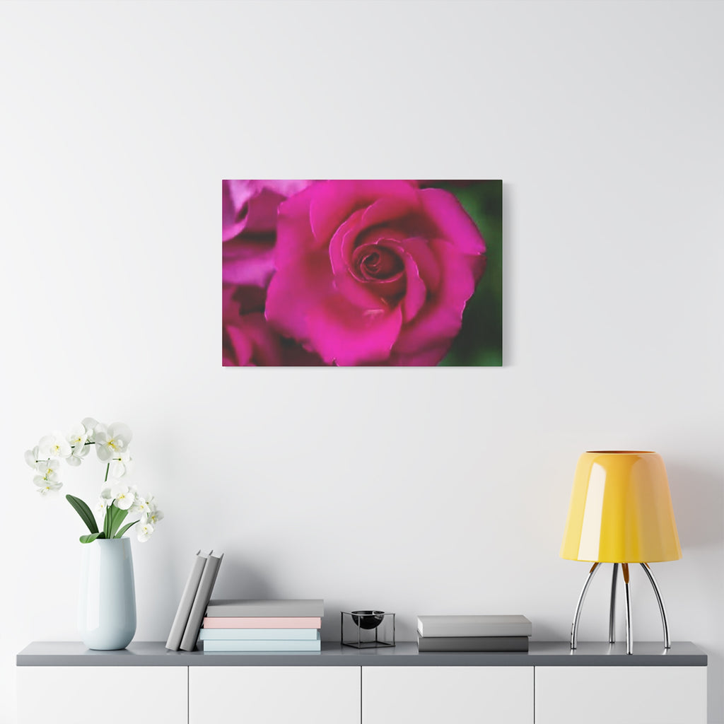 Hot Pink Rose Canvas Wall Art — Stretched Matte Floral Print