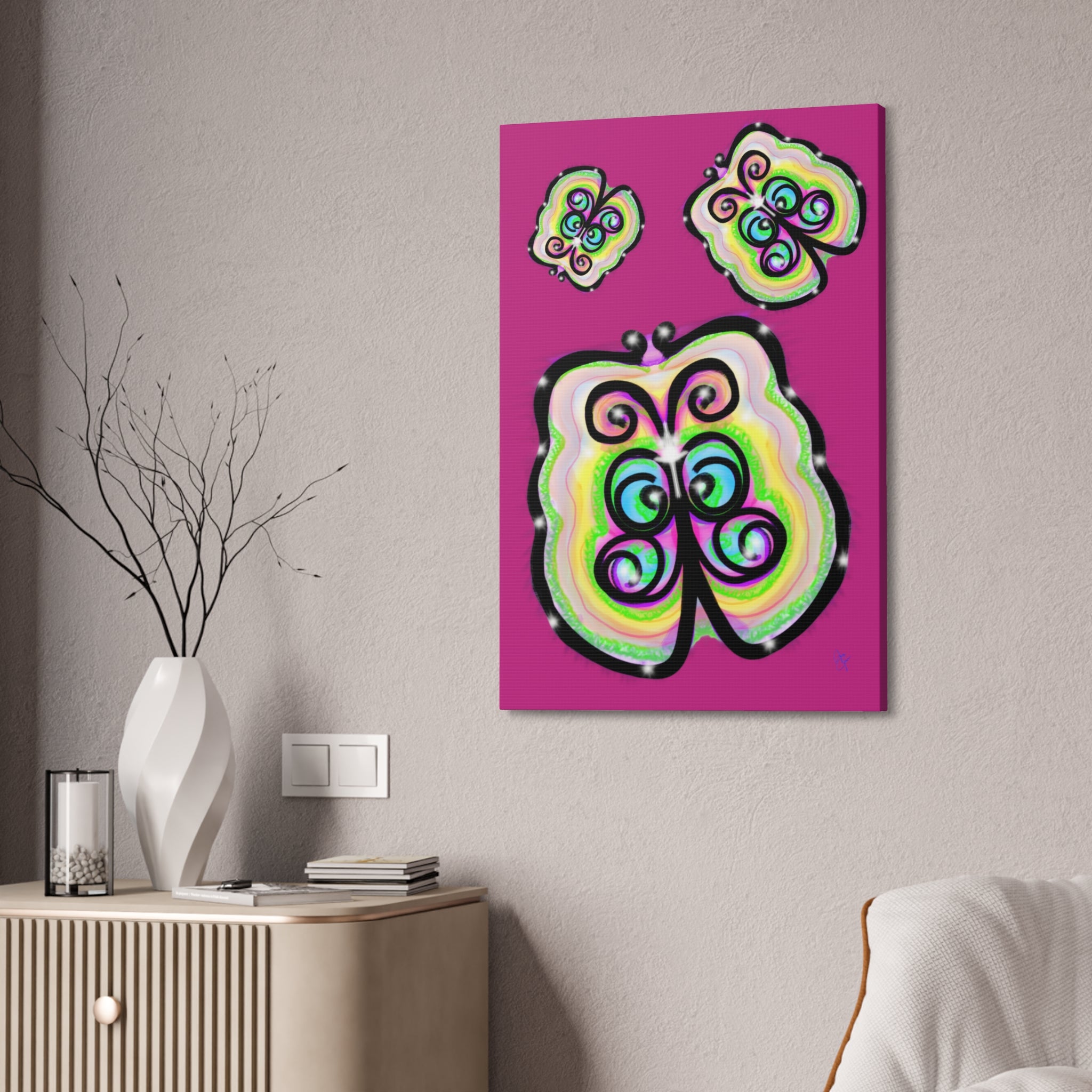 Abstract Rainbow Butterfly Canvas Print — Colorful Pop Art Wall Decor (Stretched 1.5")