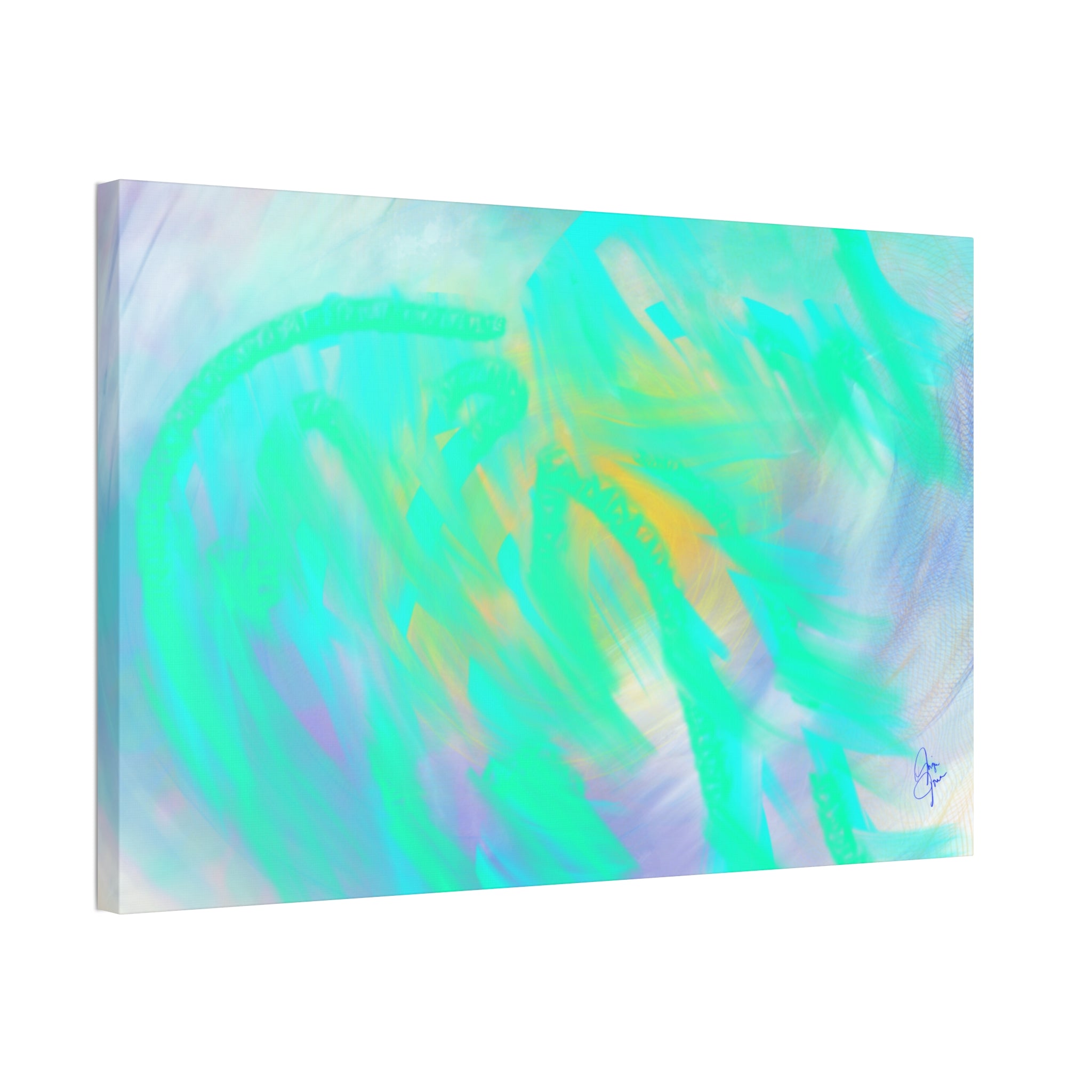 Turquoise Abstract Canvas Print – Ocean Breeze Stretched Wall Art