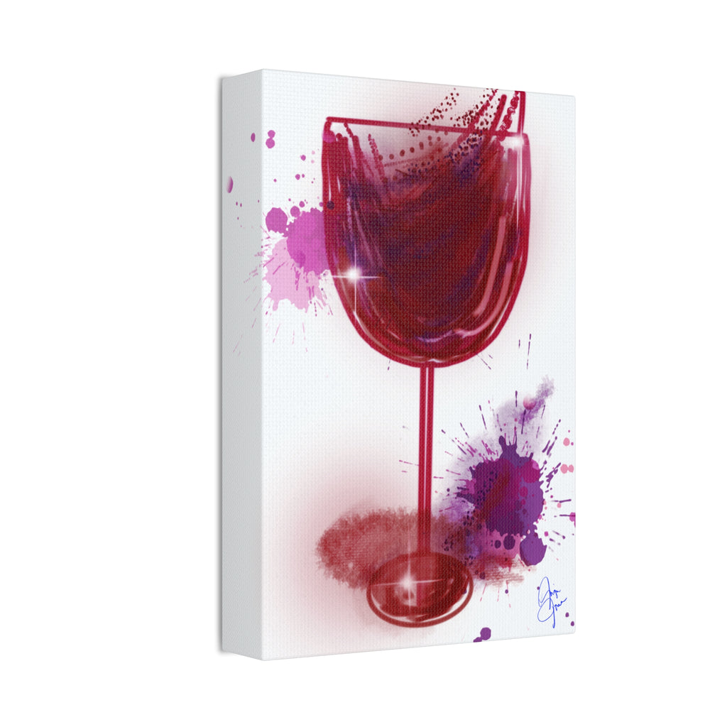 Wine Glass Art Canvas — Red Wine Splash Stretched Wall Art (1.5" Depth)