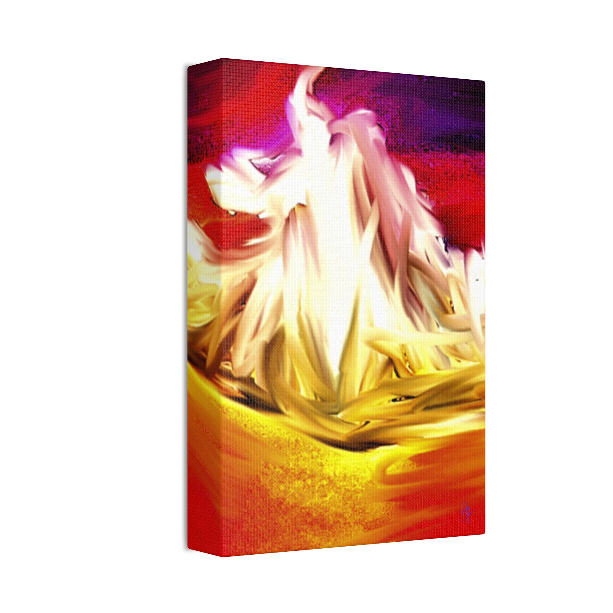 Abstract Campfire Canvas Print — Vibrant Red & Gold Stretched Wall Art
