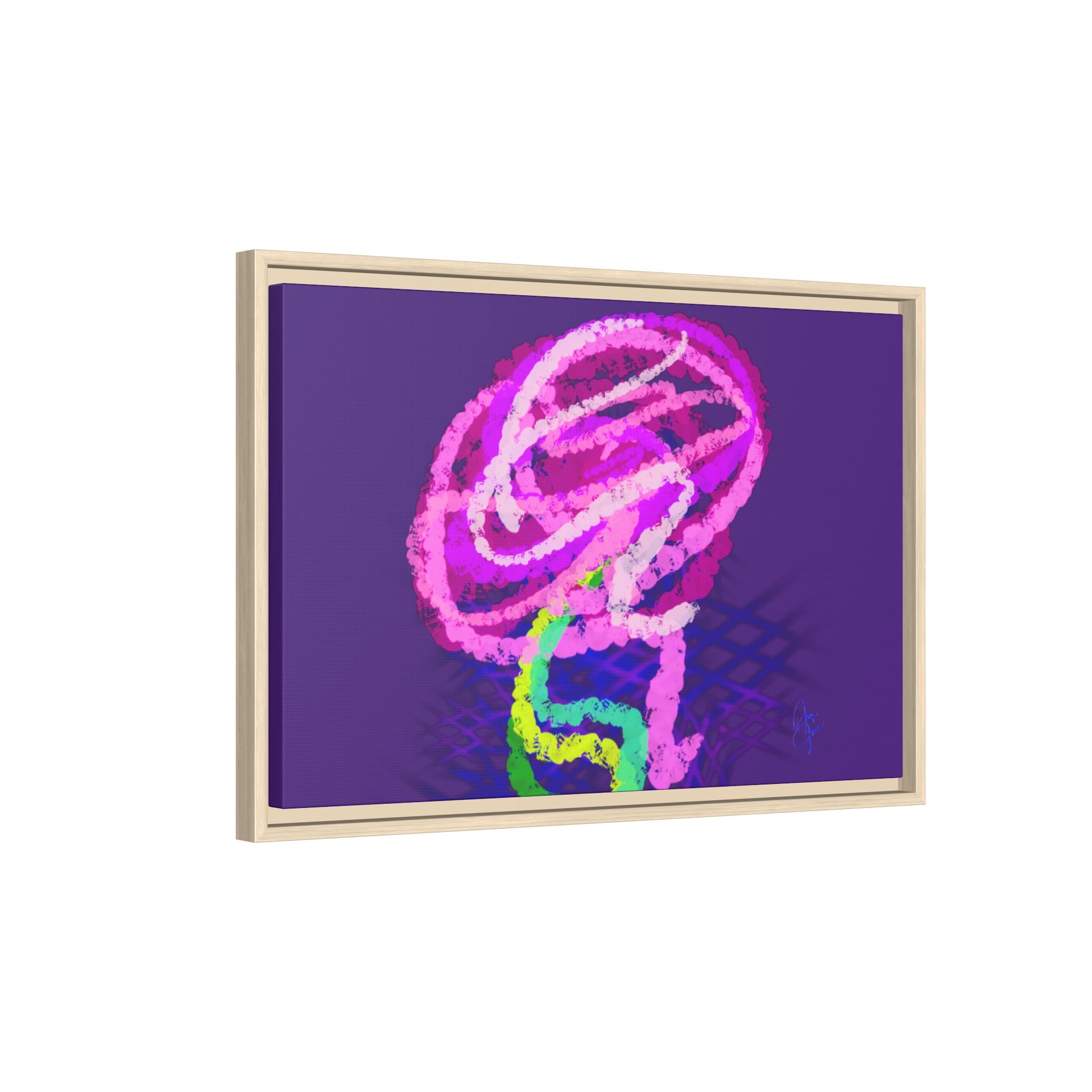 Framed Matte Canvas - Neon Rose Abstract Wall Art