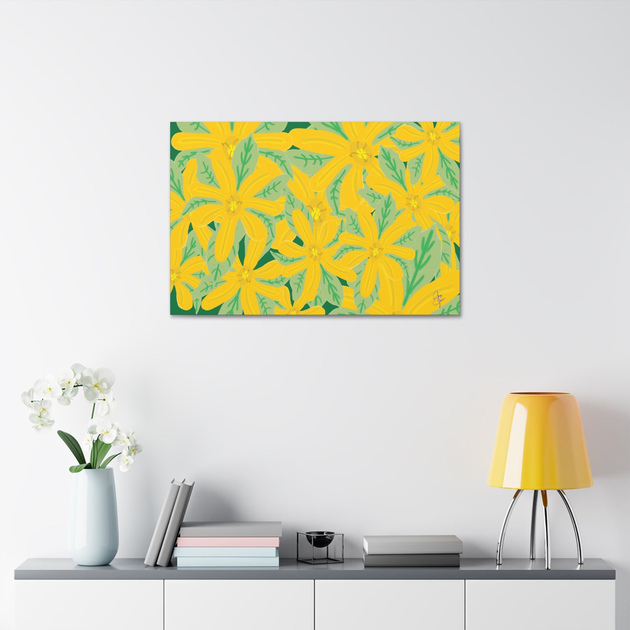 Yellow Daisy Canvas Wall Art — Bright Floral Stretched Canvas (1.5" Depth)
