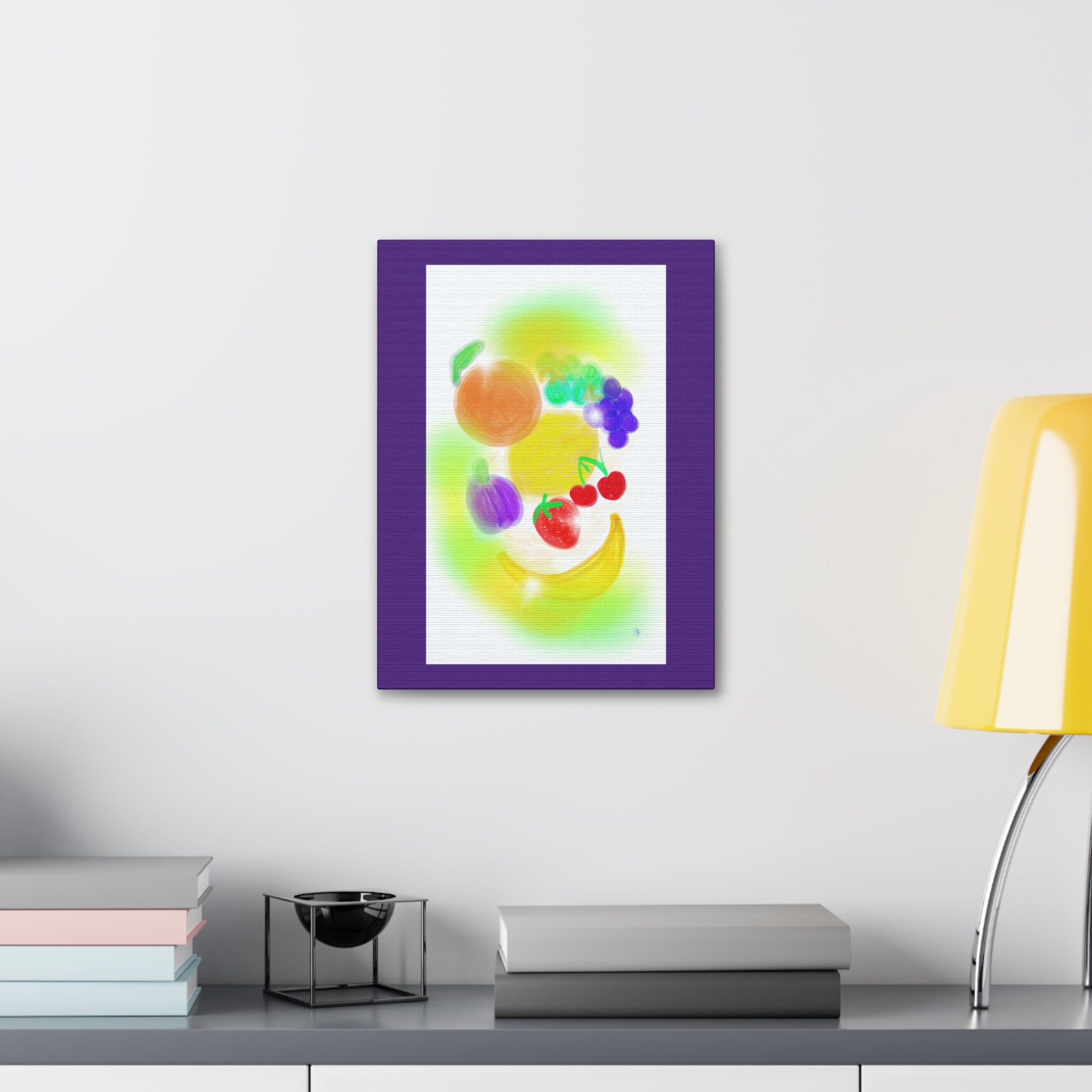 Colorful Fruit Still Life Canvas — Bright Kitchen Wall Art, Stretched 1.5"